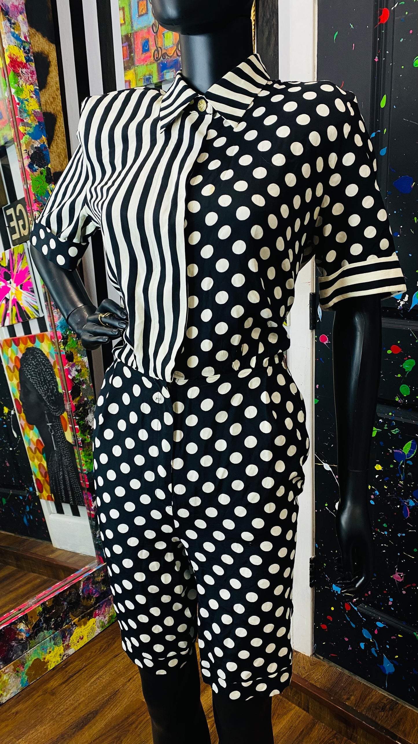 Vintage Black & White Romper (10/12)