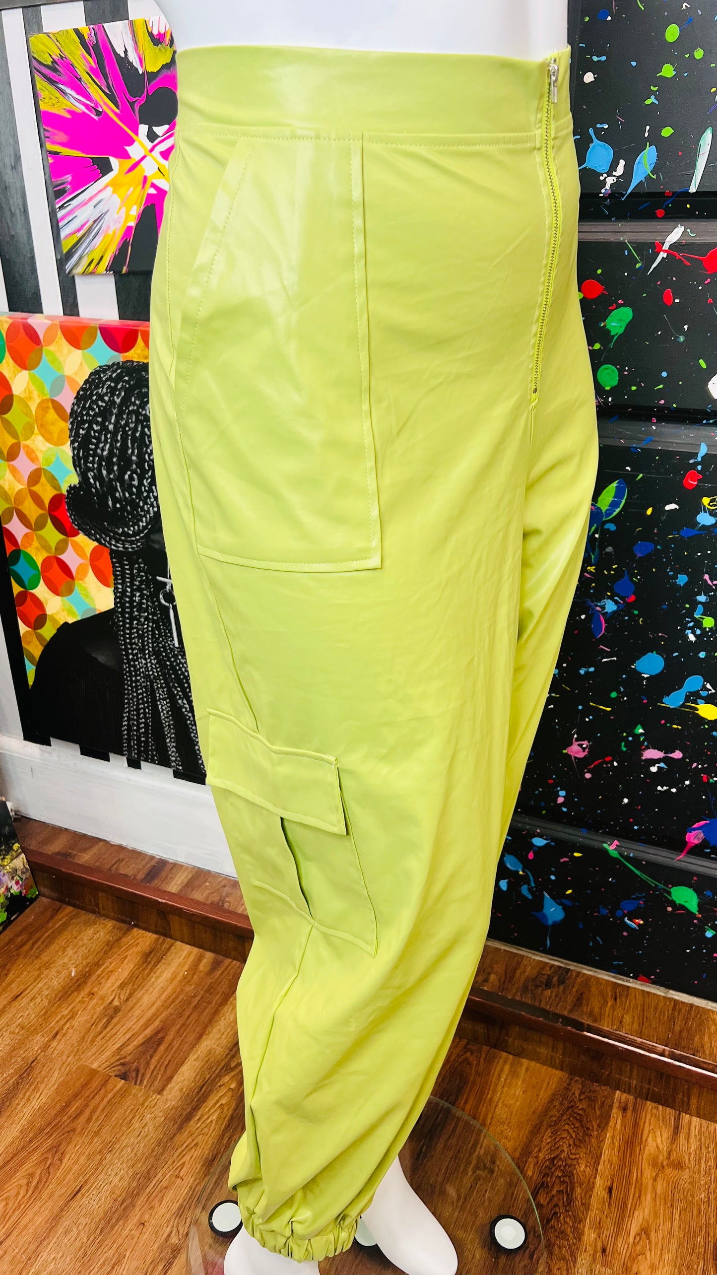 Green Faux Leather Pants (18/20)