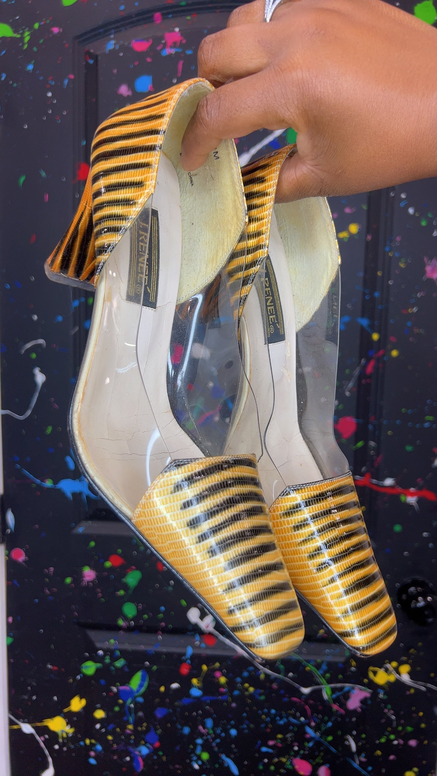 Vintage Clear Gold & Black Heels (11)