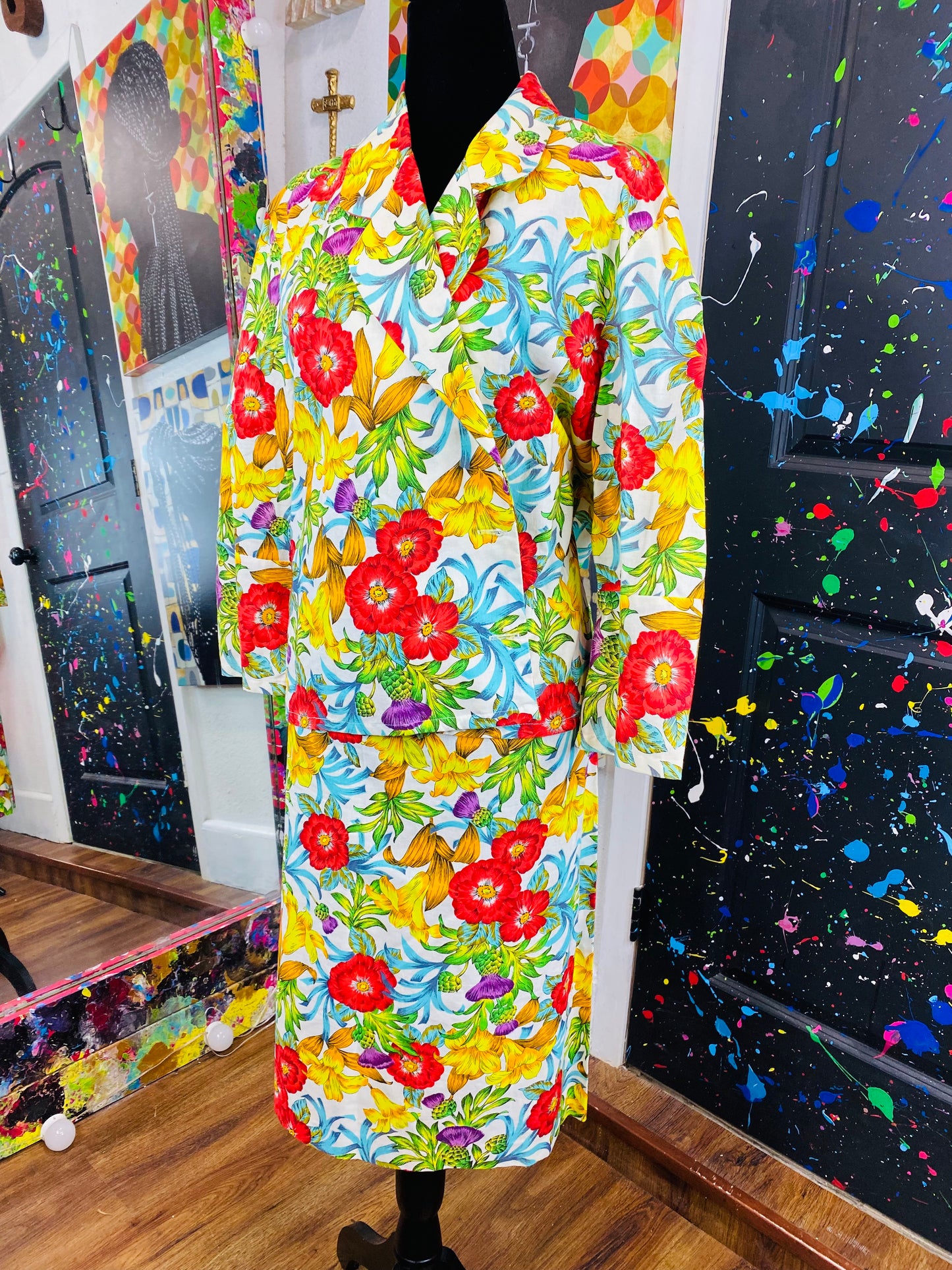 Vintage Floral 2 piece skirt set