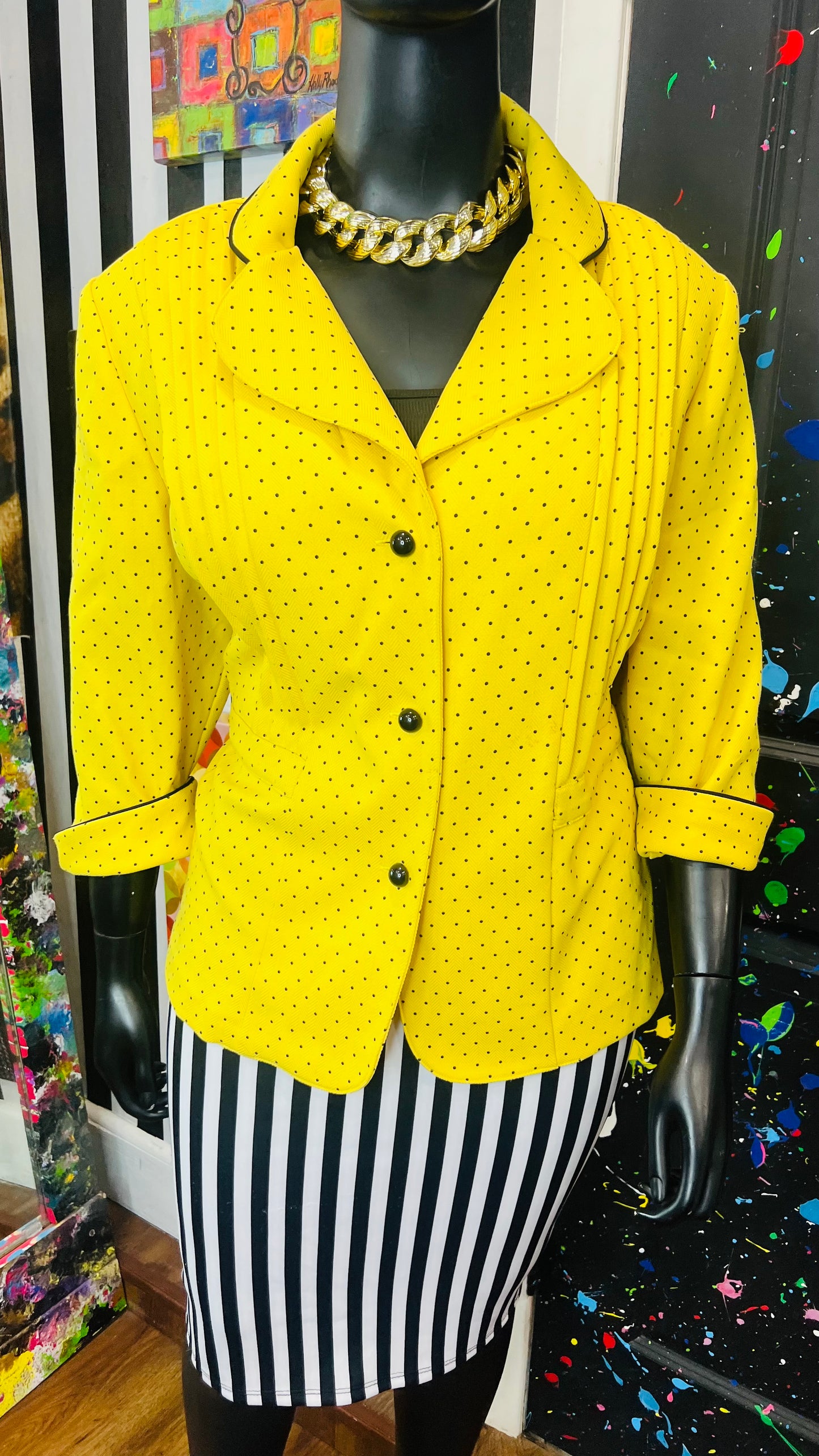 Vintage Yellow and Black Blazer (26W)