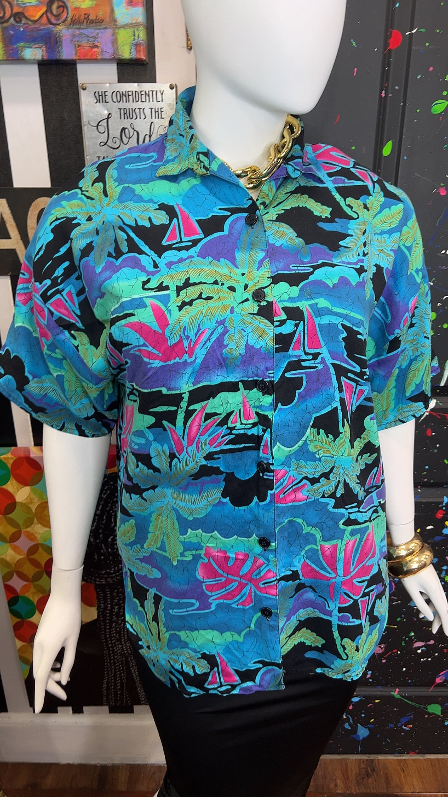 Vintage Rayon Floral Blouse (22)