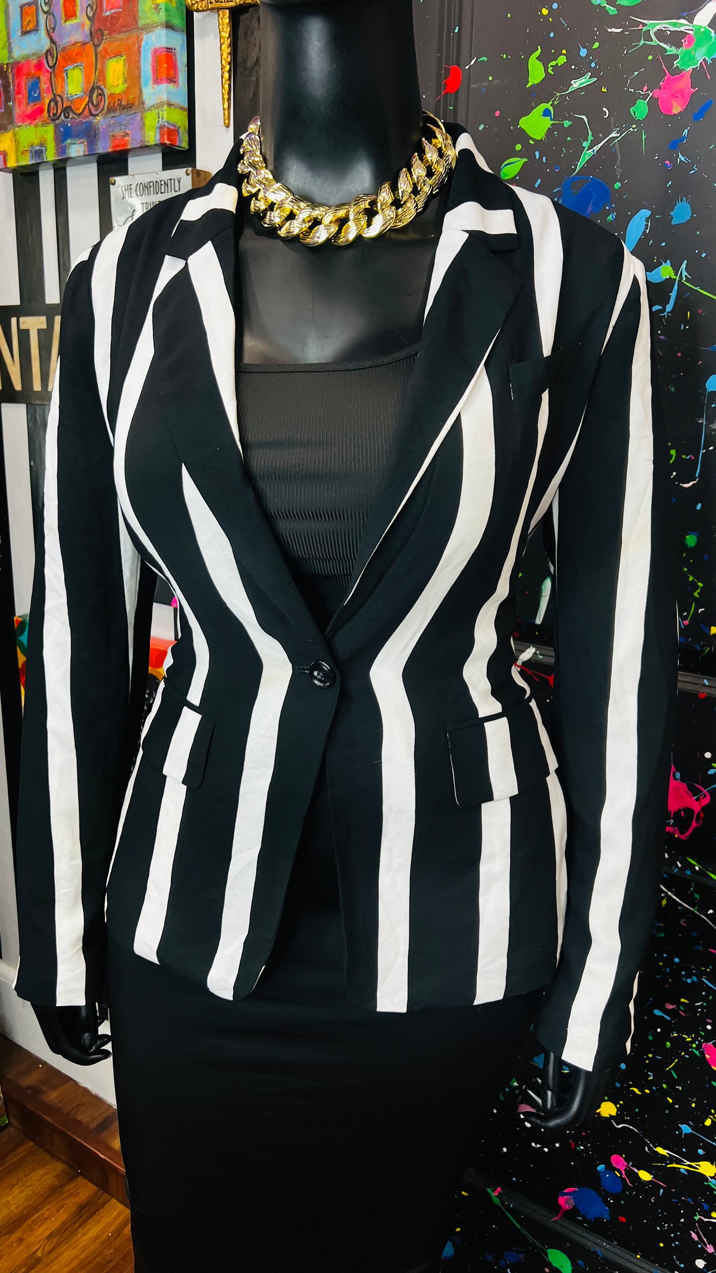 Striped Black & White Blazer (12)