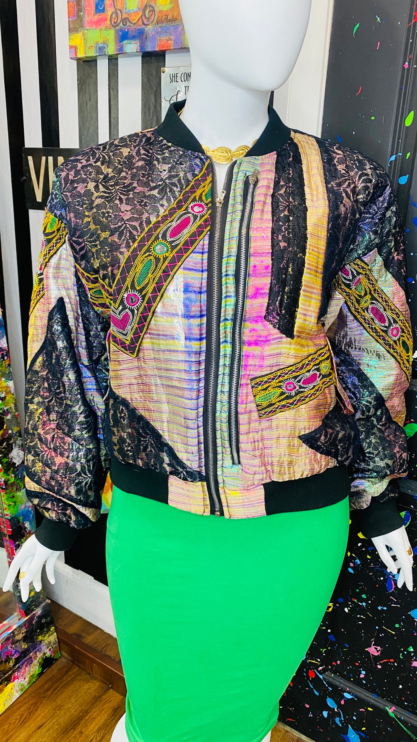 Vintage Abstract Lace Puffer Jacket (22)