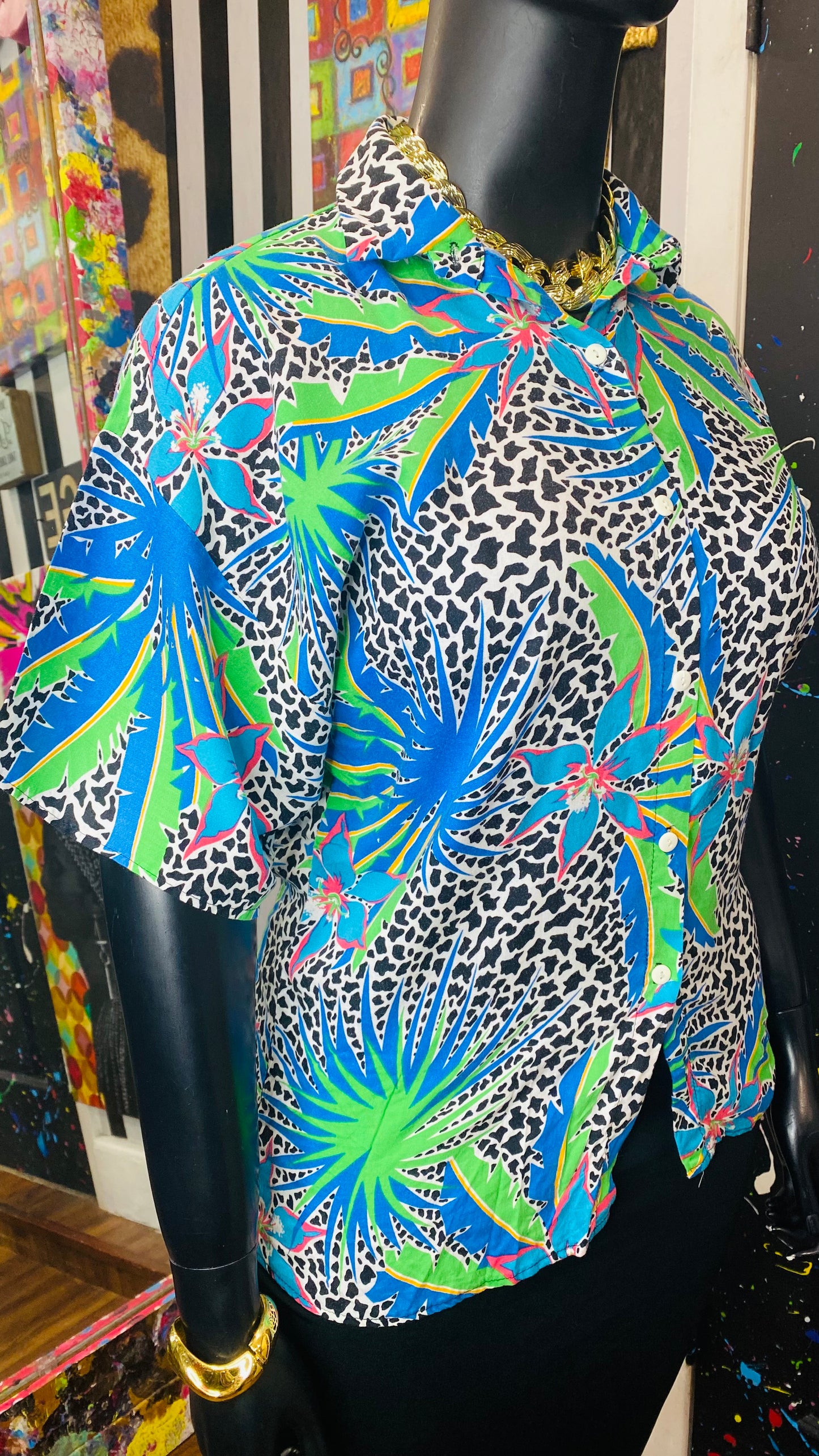 Vintage Abstract Rayon Blouse (16)