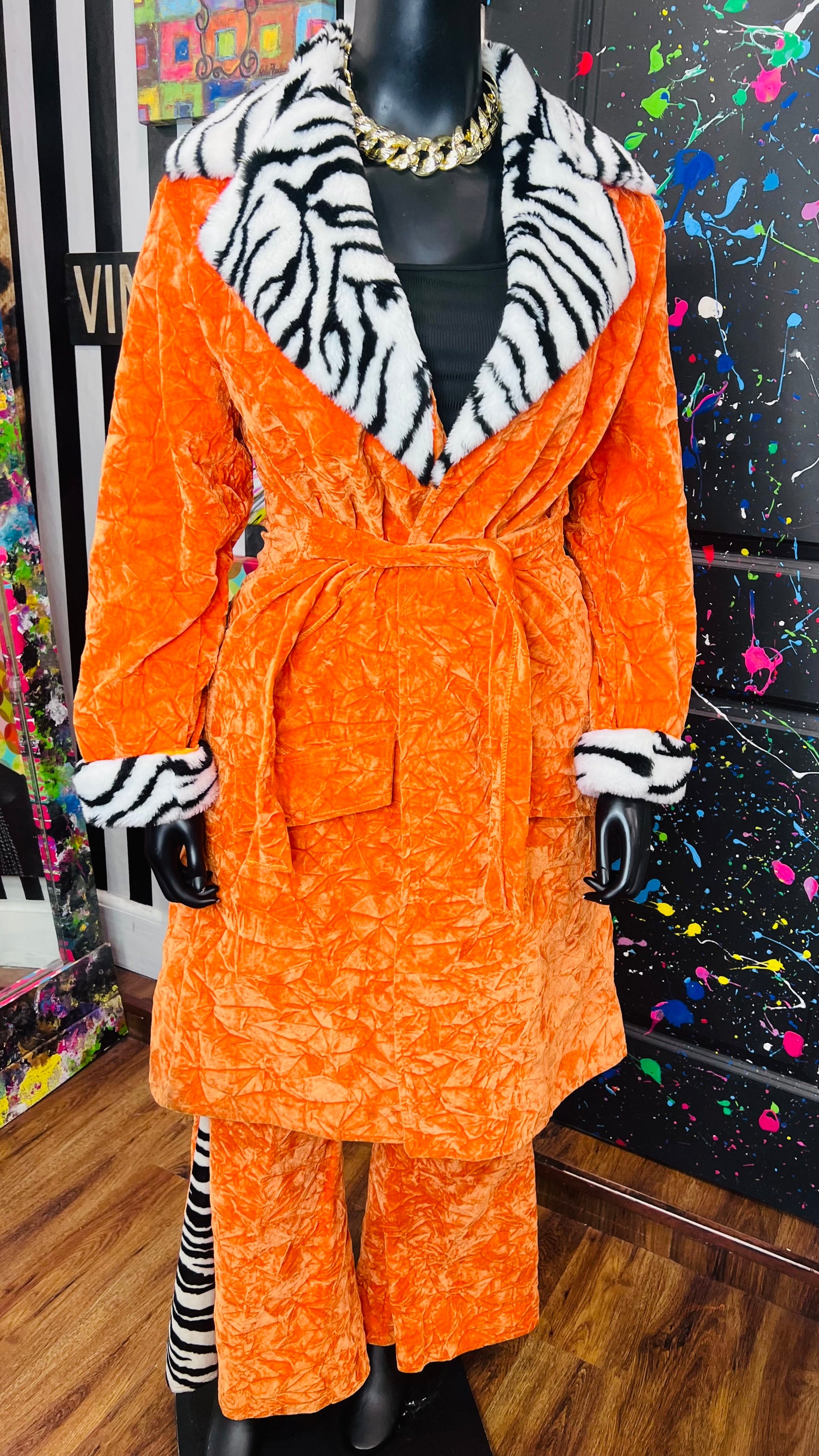 Orange & Zebra Bell Bottom Pants Suit (14)