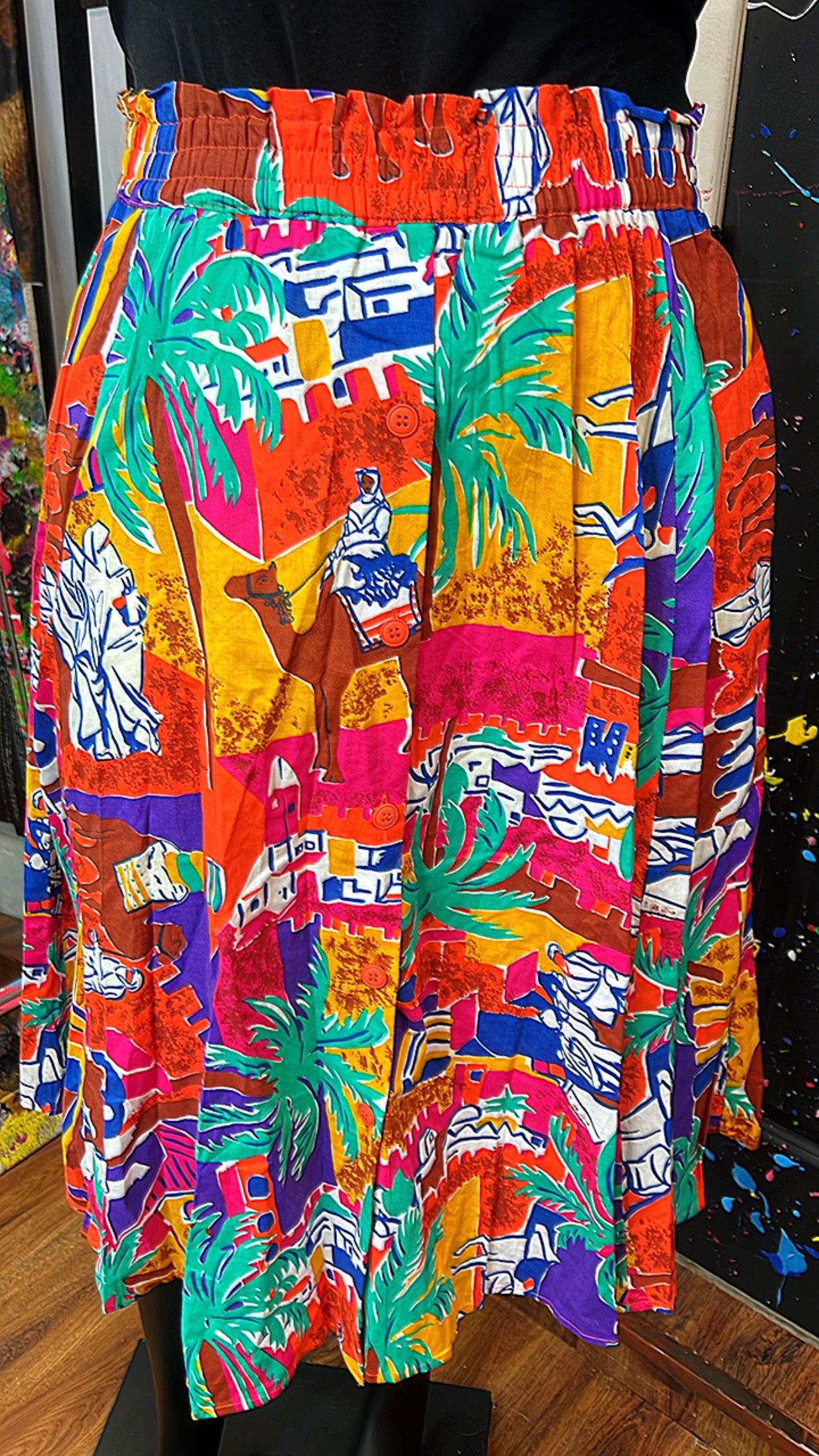 Vintage Button Down Vibrant Skirt (12)