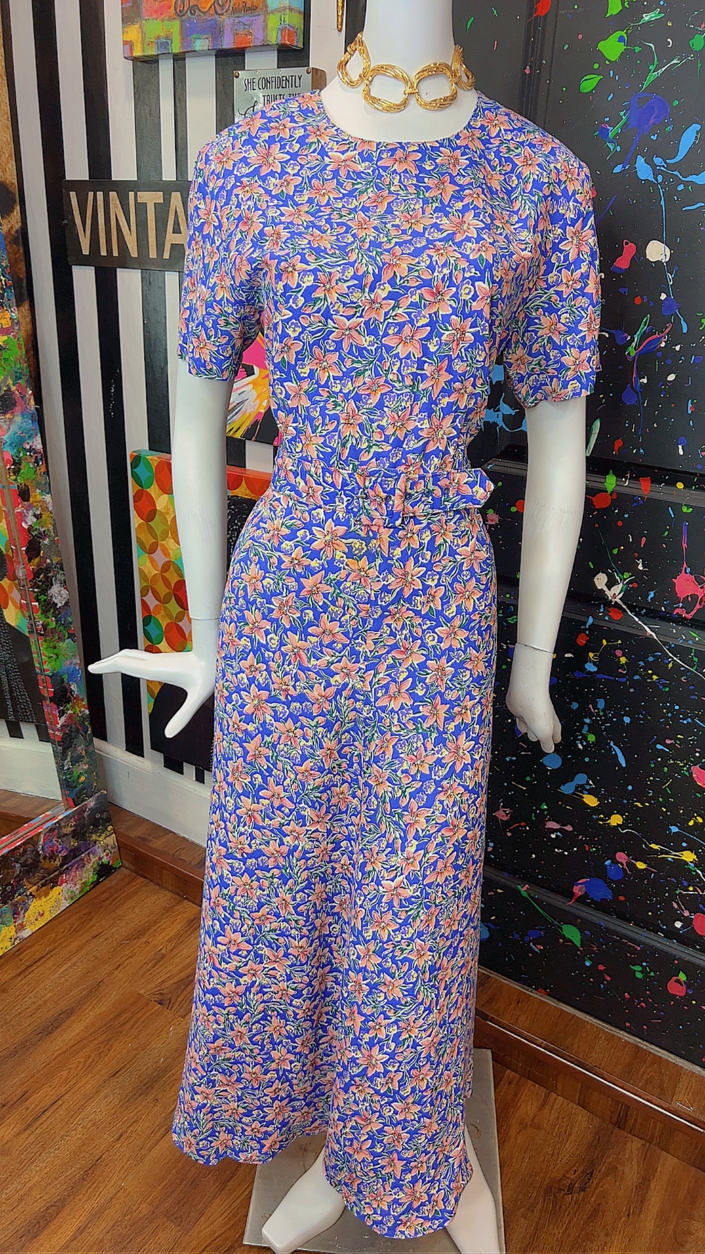 Vintage Floral Dress w/ Belt (14)