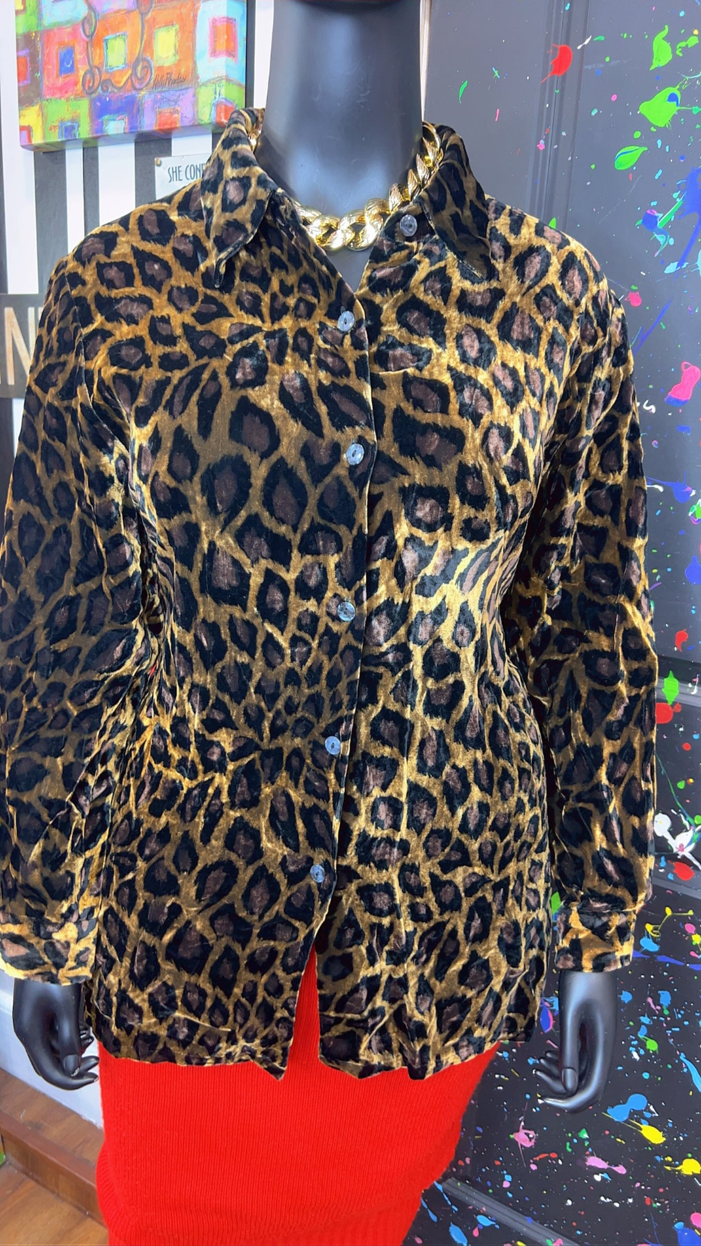 Vintage Animal Print Textured Blouse (18)