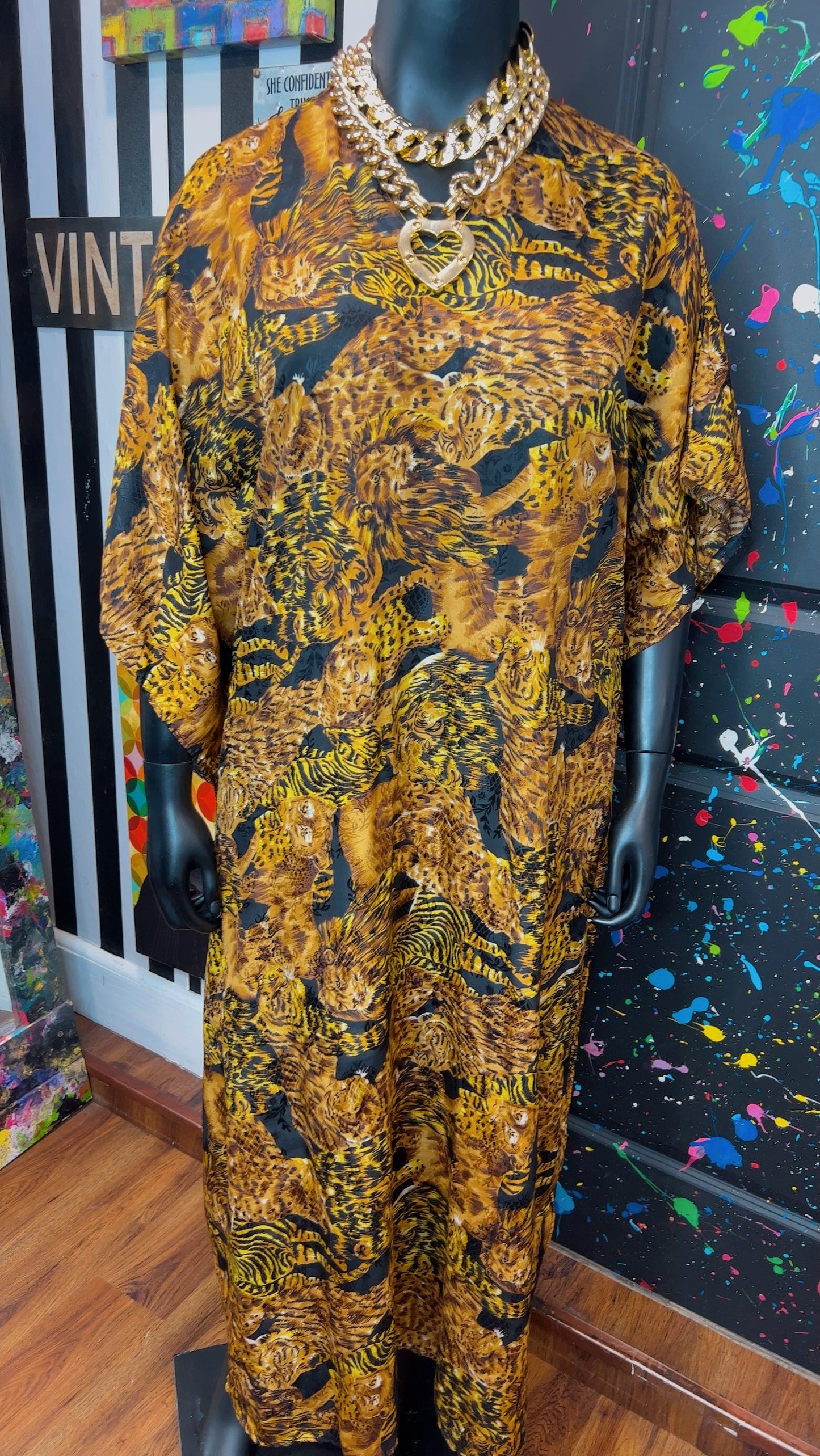 Vintage Animal Print Kaftan (OS)