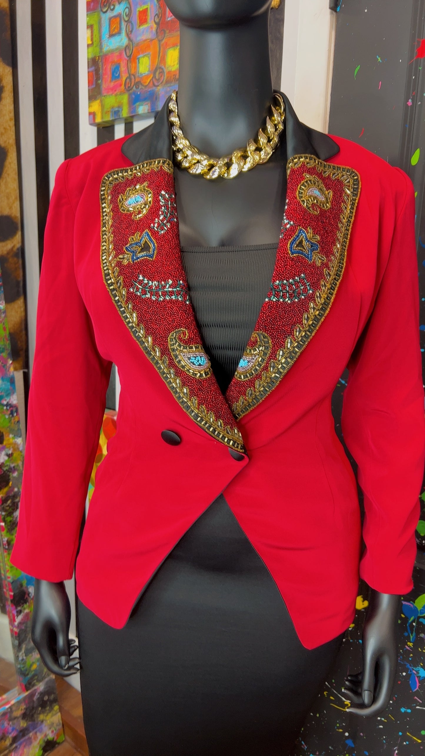 Vintage Fabrice Silhouette Sequin Blazer (12)