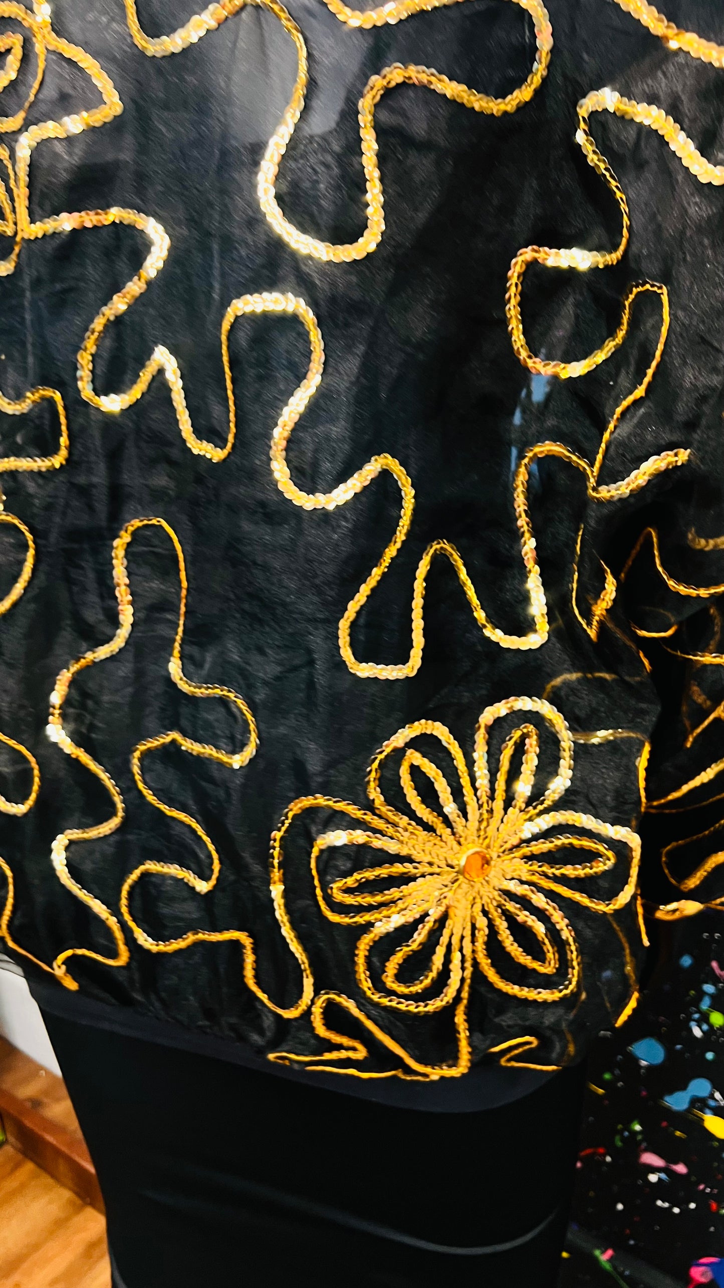 Vintage Sheer Black Jeweled Embroidered Top (22/24)