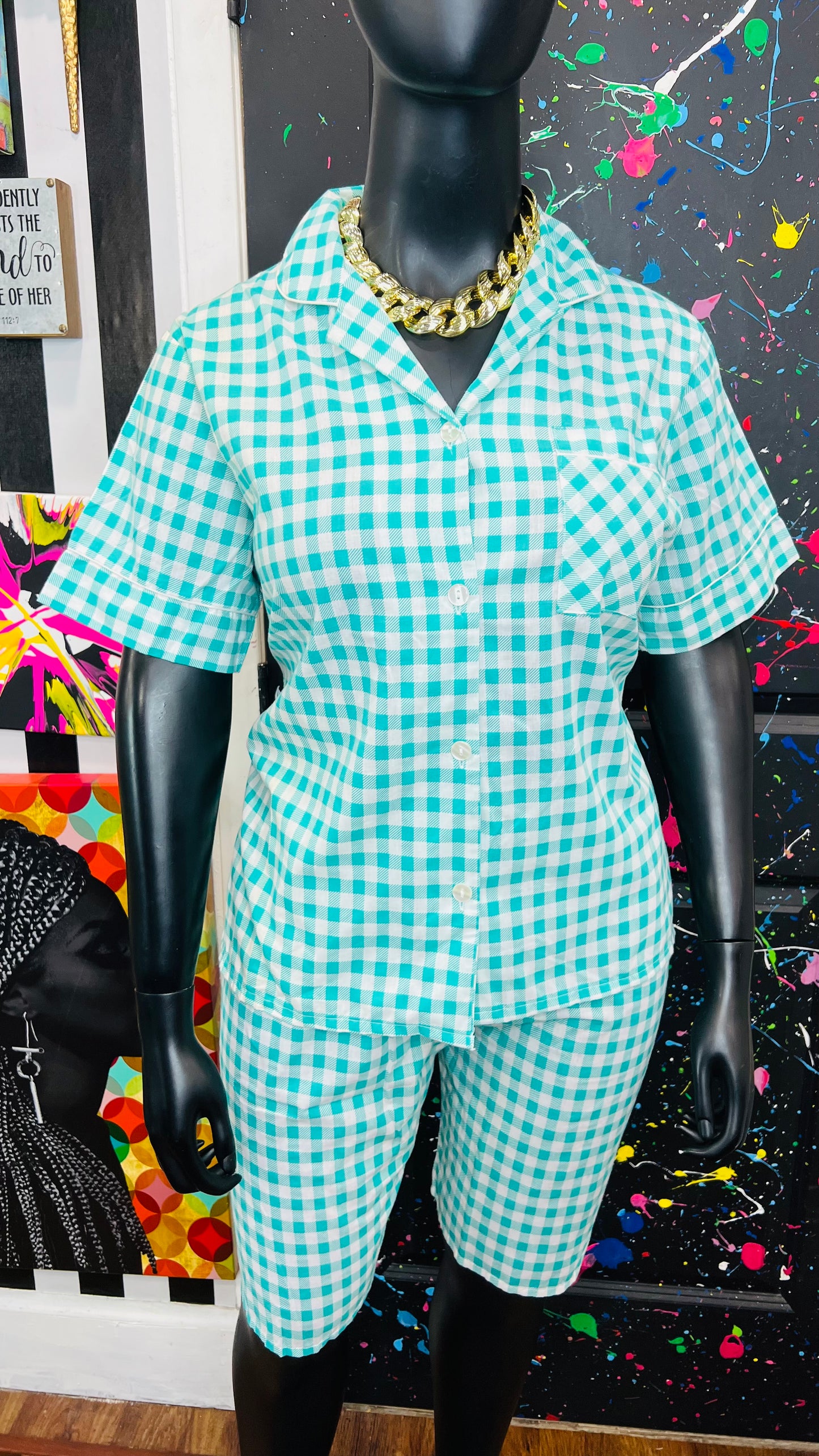 Vintage Plaid Teal & White (16)
