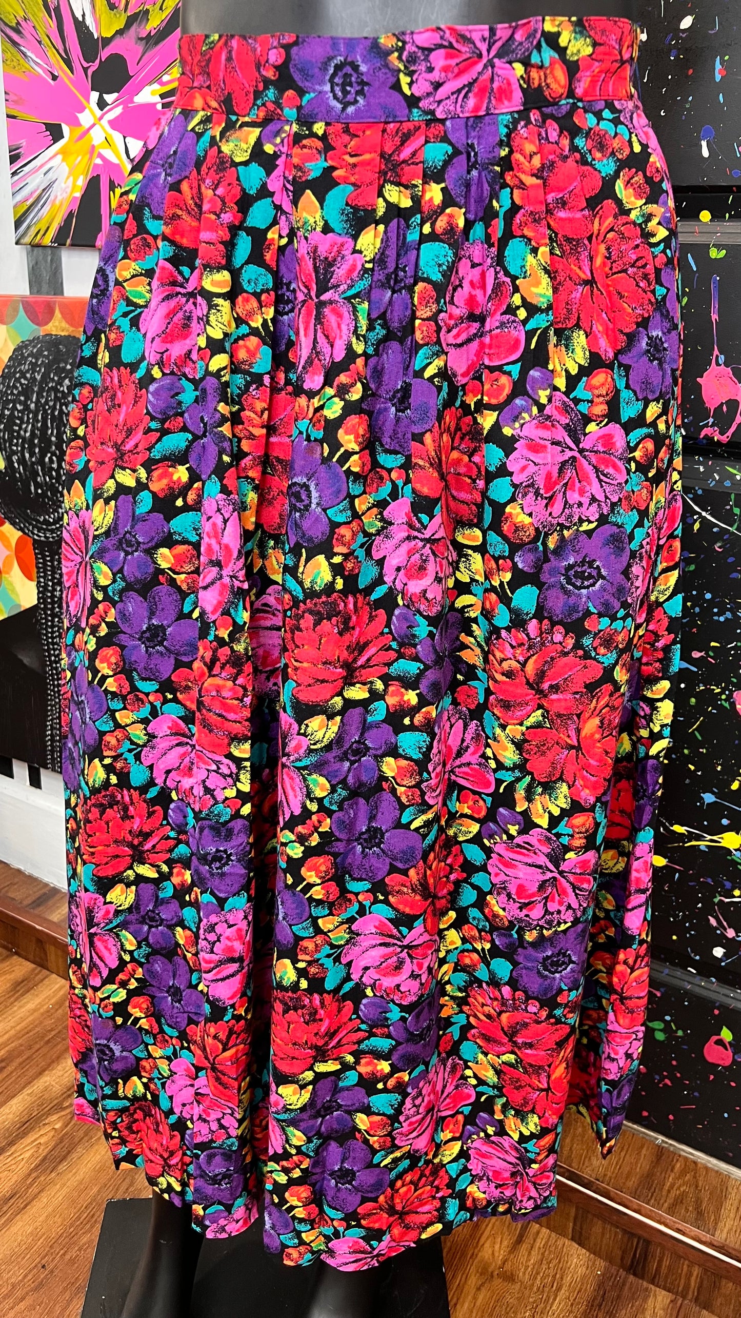 Vintage Floral Rayon Skirt (20)