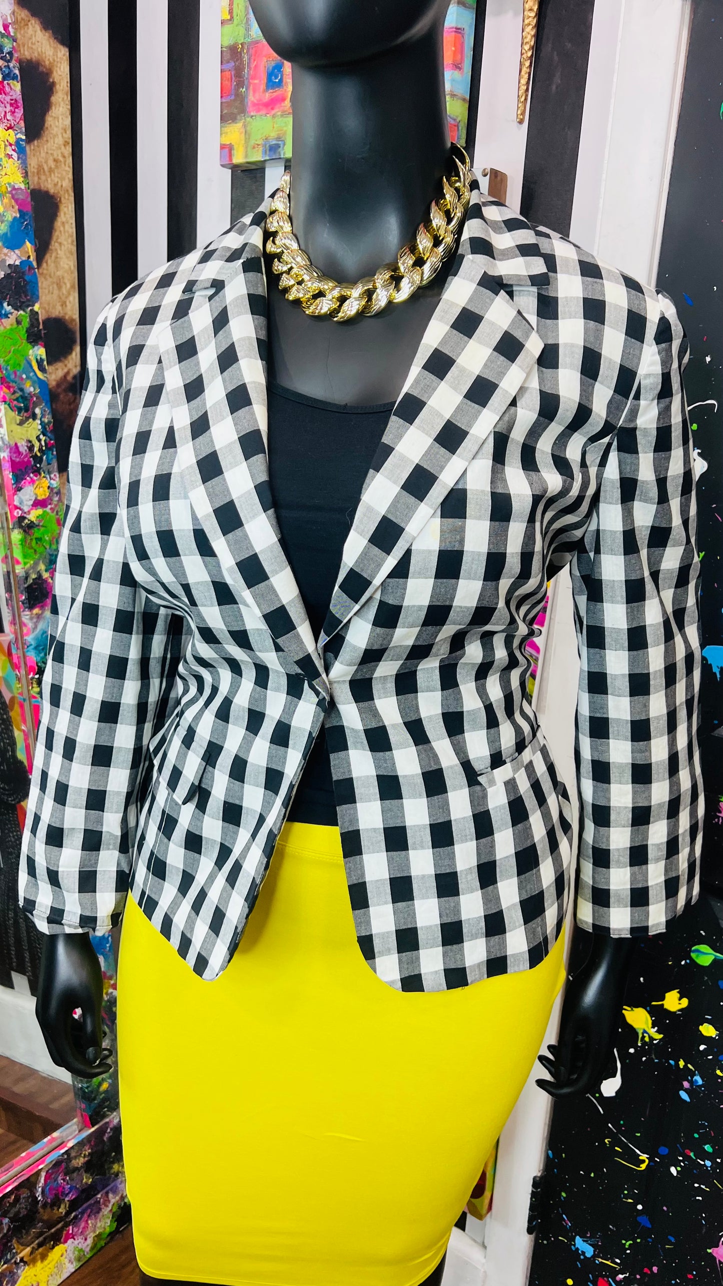 Vintage Checkered Black & White Blazer (18)