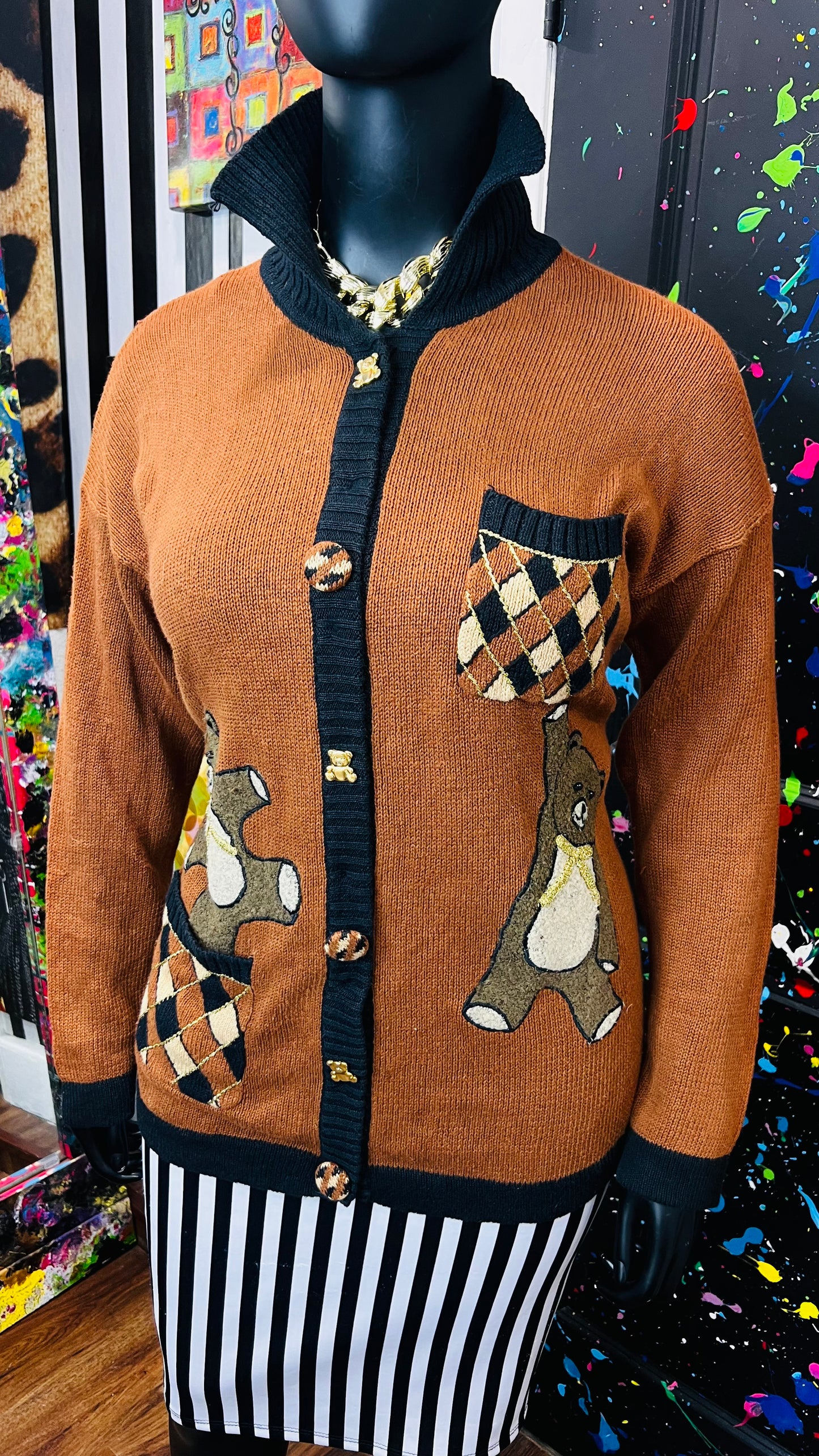 Vintage Brown Bear Cardigan (16/18)