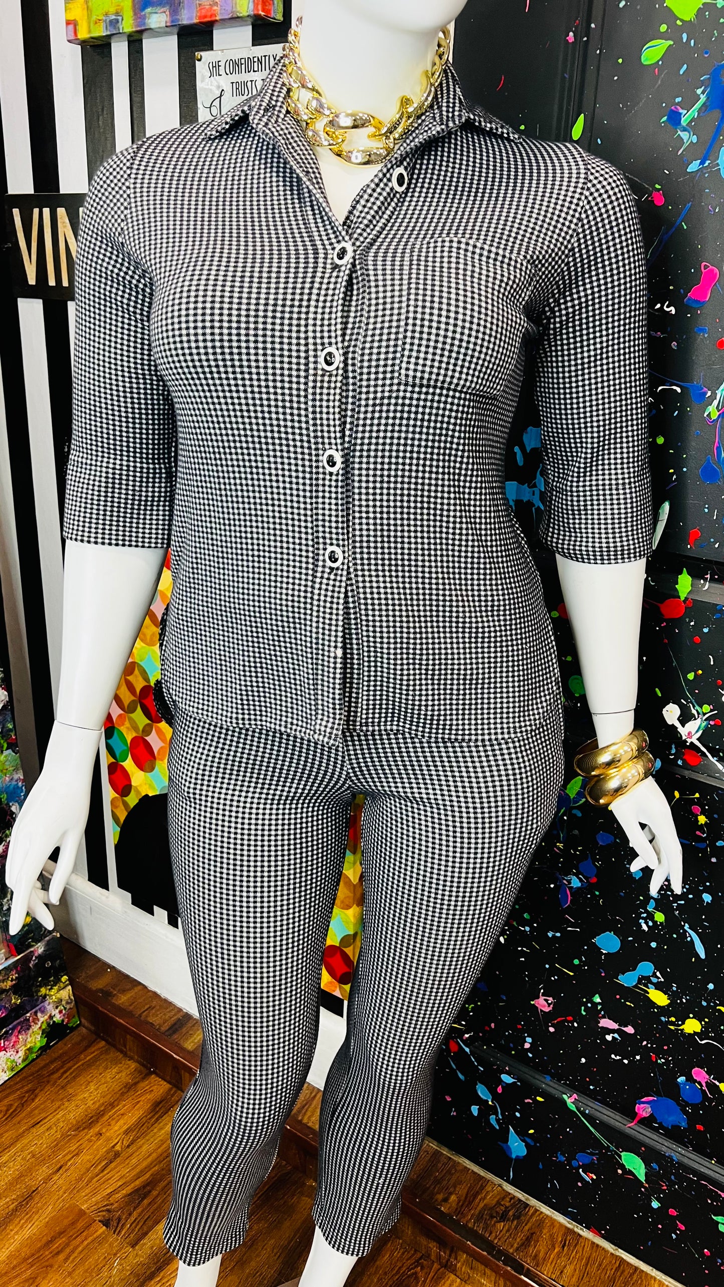 Vintage Black & White Houndstooth Set (12)