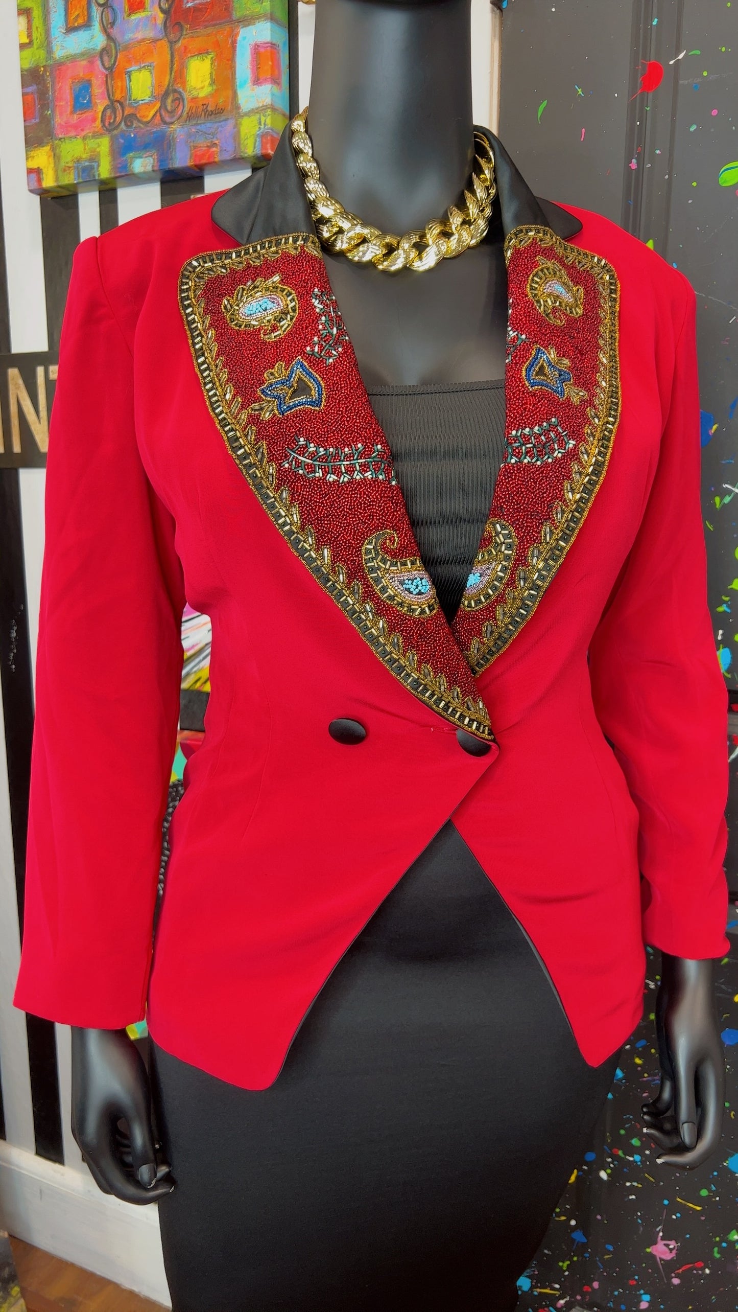 Vintage Fabrice Silhouette Sequin Blazer (12)