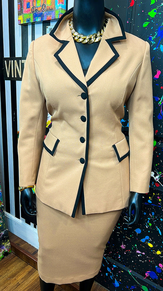 Vintage Brown & Black Skirt Suit (12)