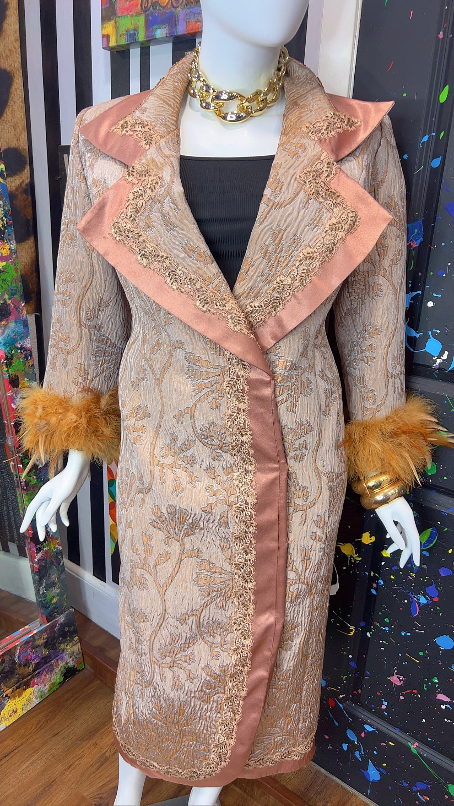 Vintage Long Statement Couture Blazer w/ Faux Fur (16)