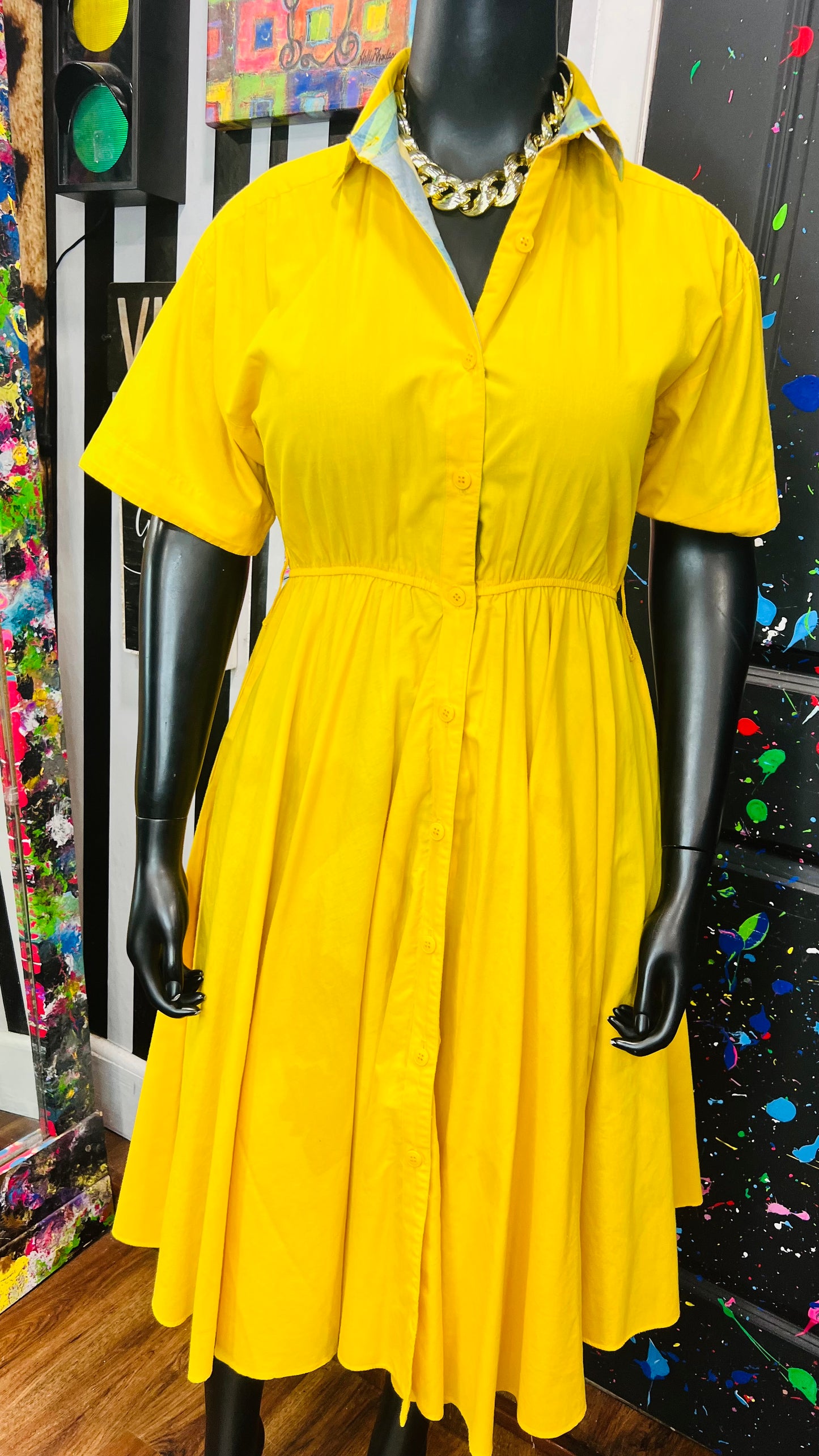 Vintage Yellow Cotton Dress (12/14)