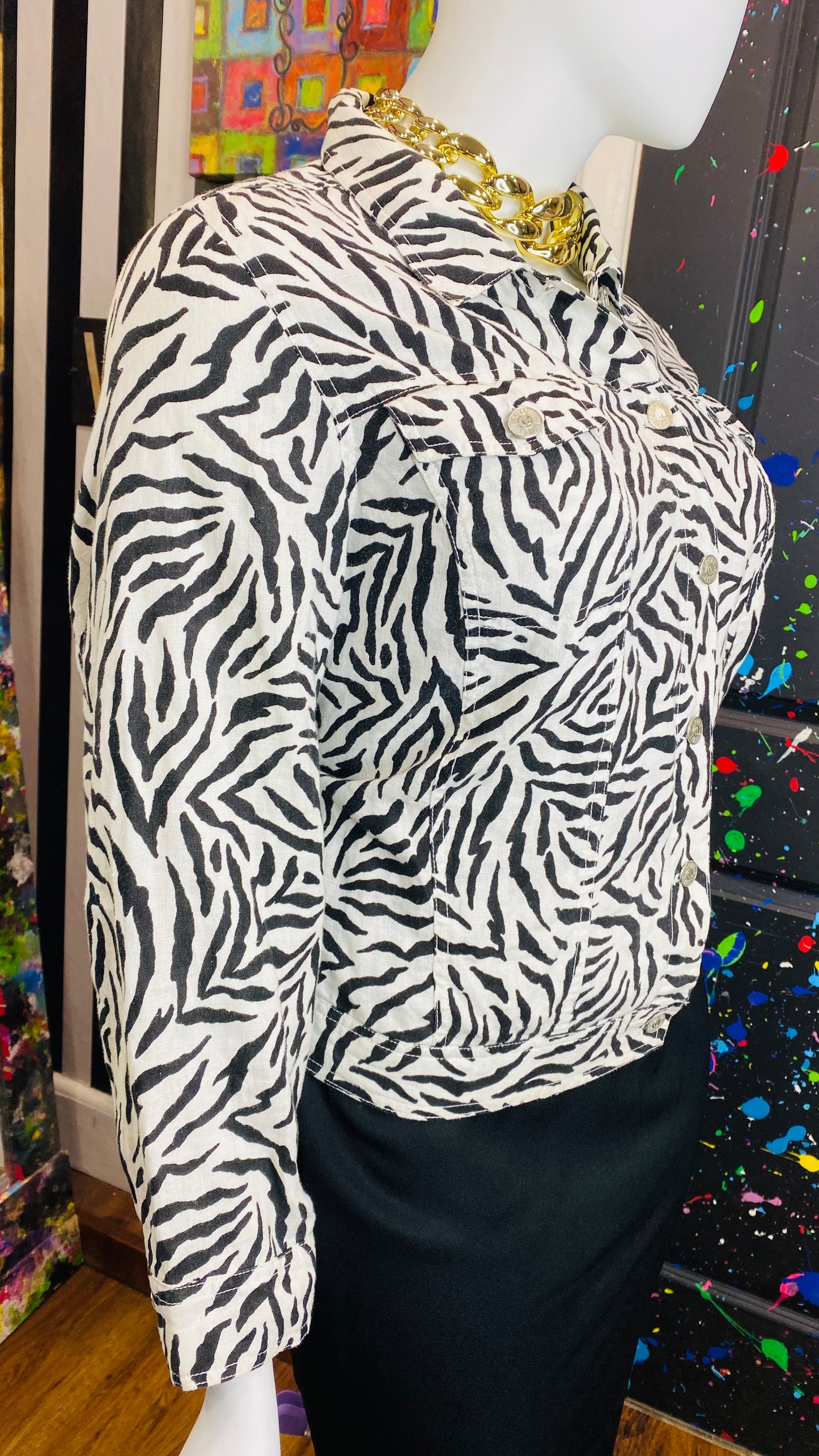 Vintage Carole Little Denim Zebra Print Jacket (24)