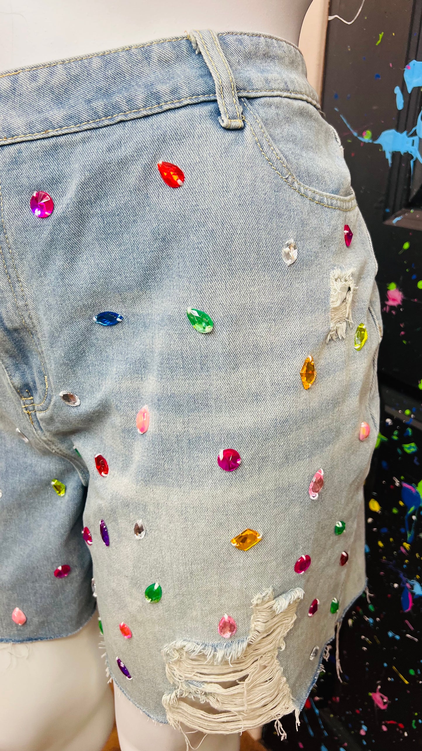 Denim Rhinestone Shorts- New w/Tags (22)