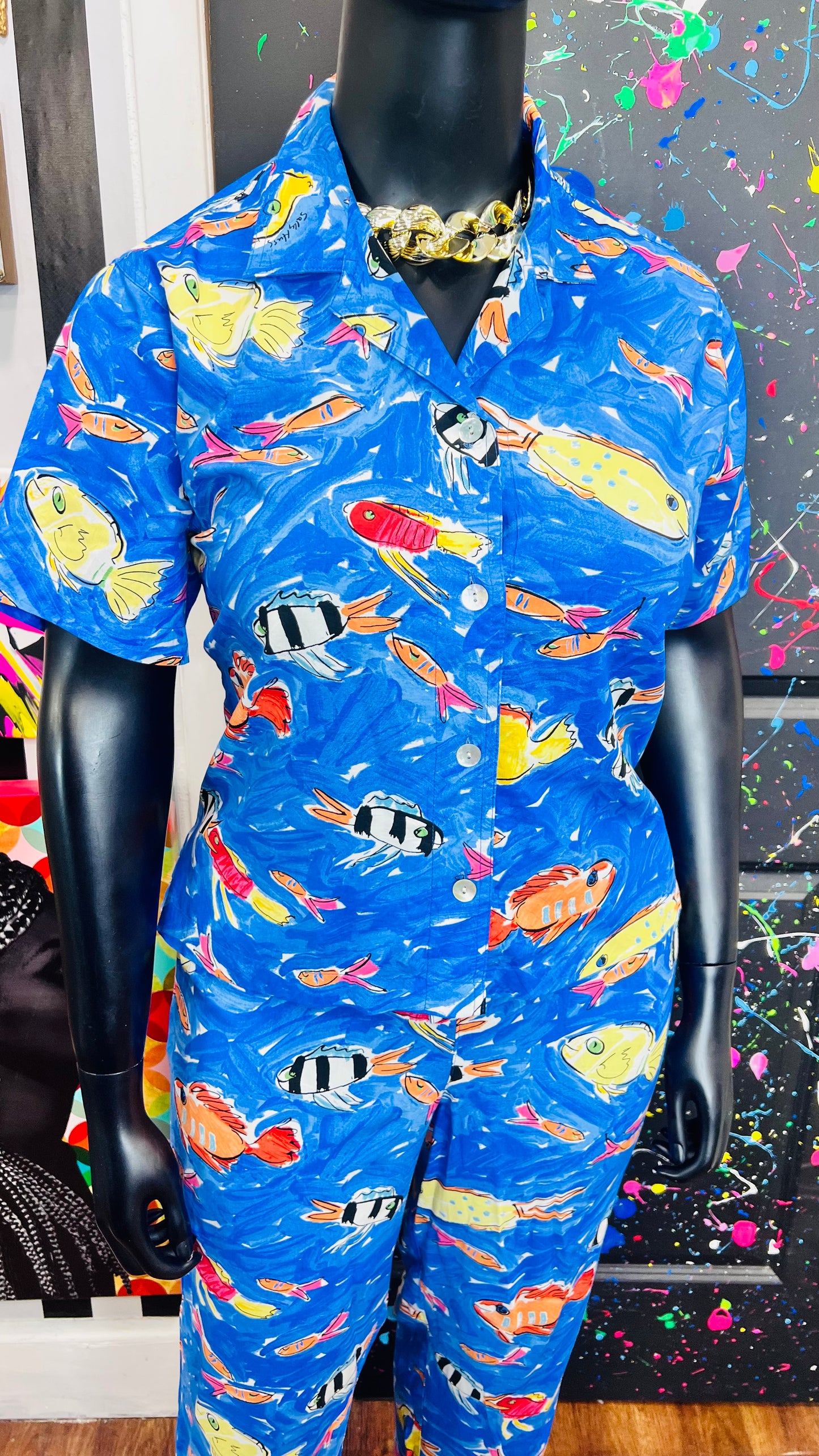 Vintage Rayon Fish Capri Set (14)