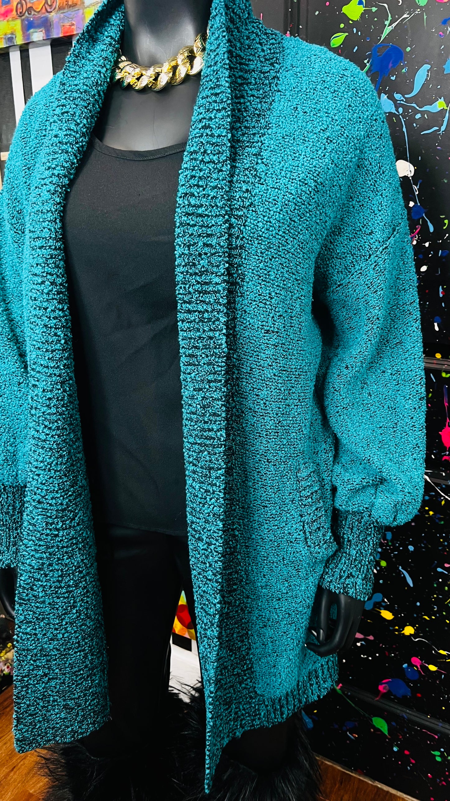 Vintage Comfy Cardigan - Teal (OS)