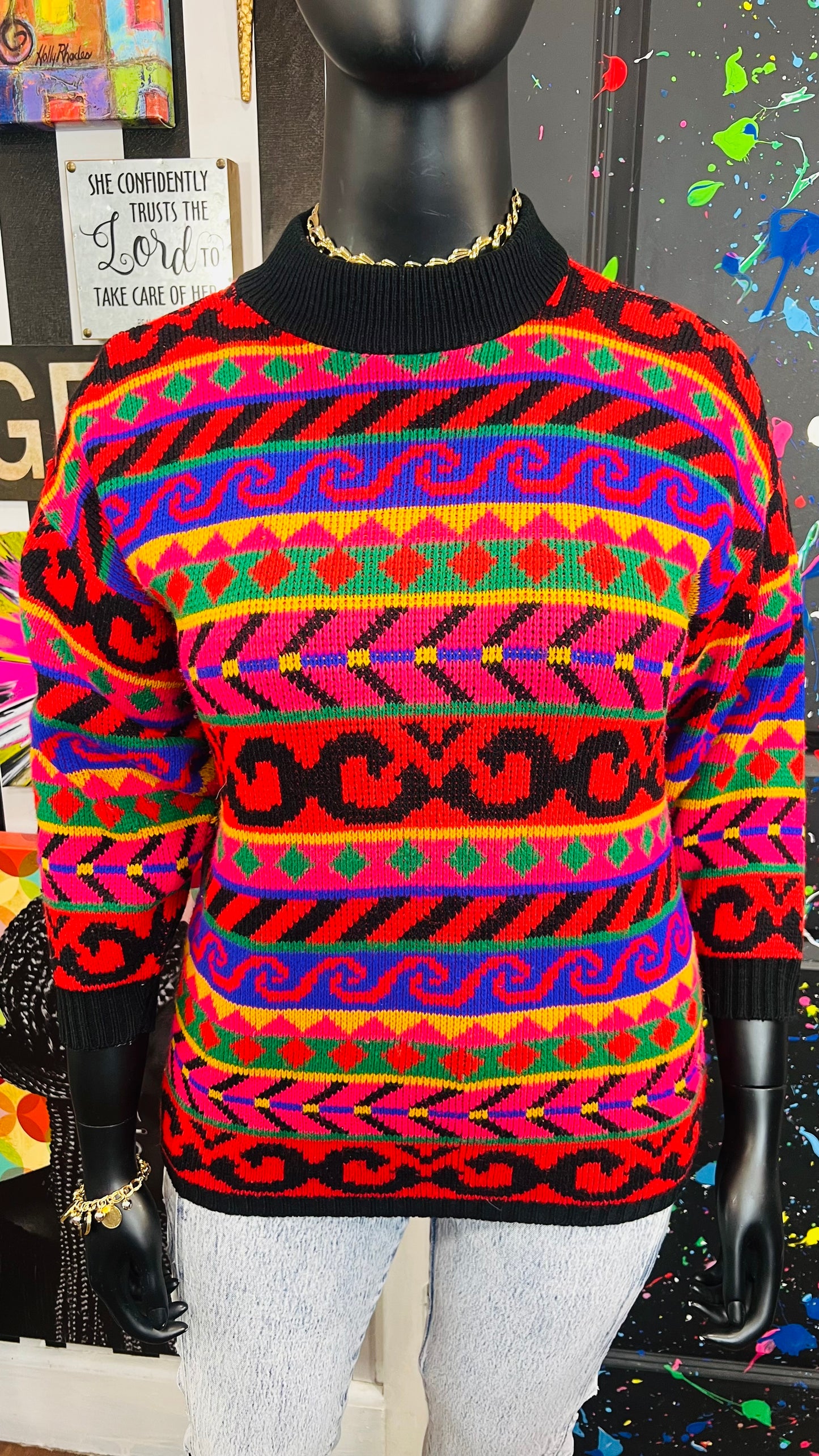 Vintage Knit Colorful Sweater (16)