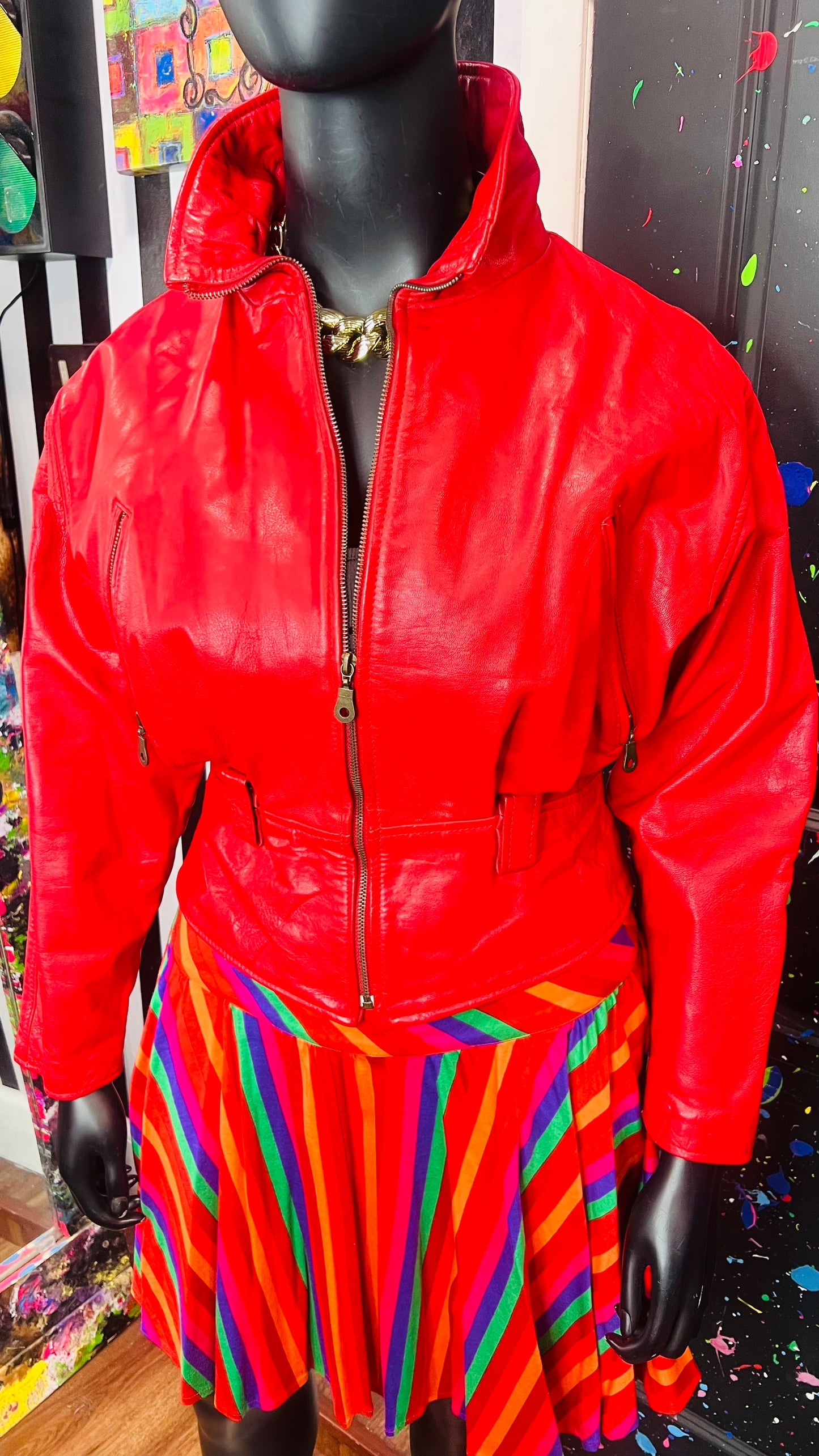 Vintage Genuine Leather Red Jacket (14)