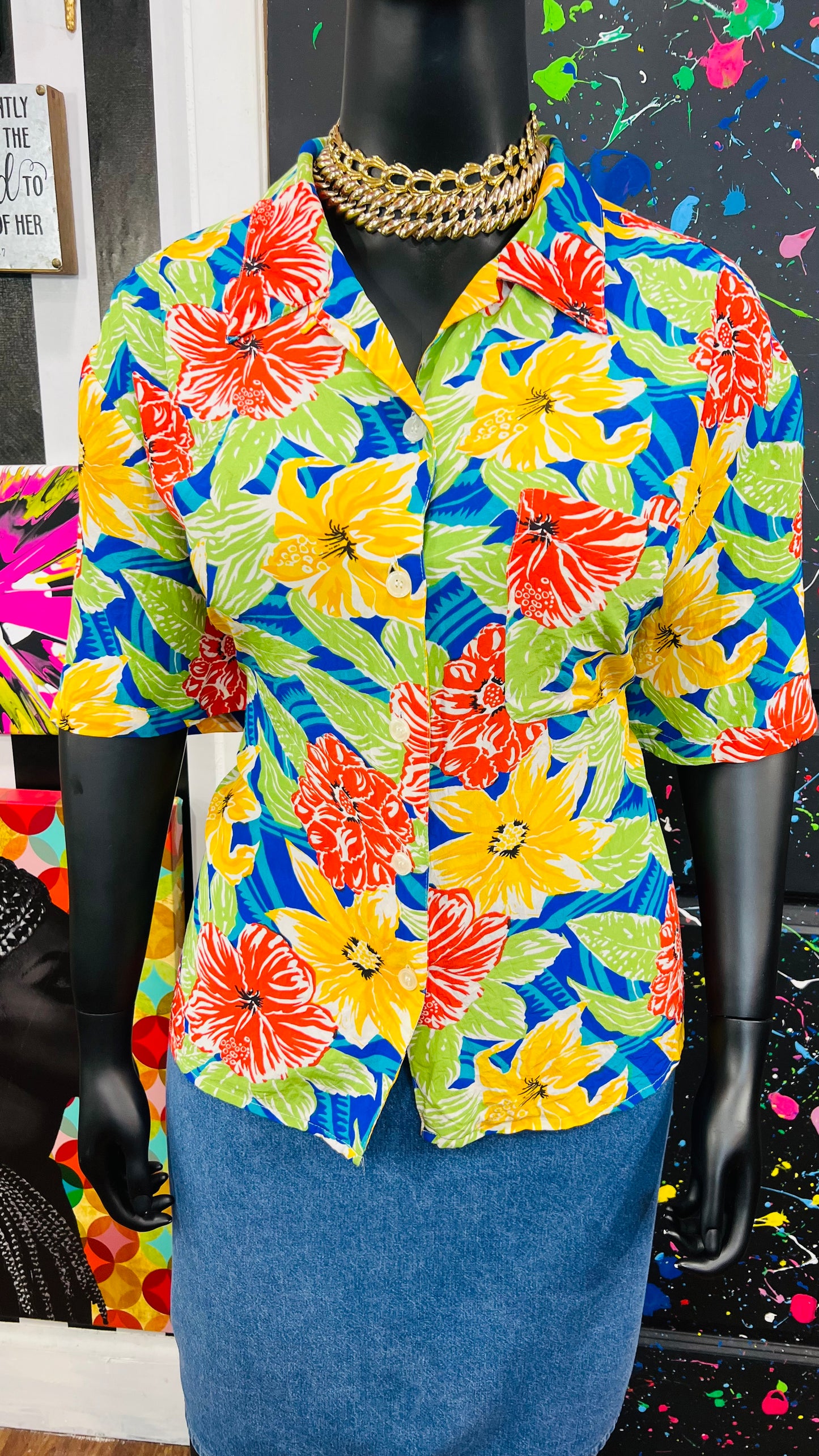 Vintage Silk Tropical Blouse (22)