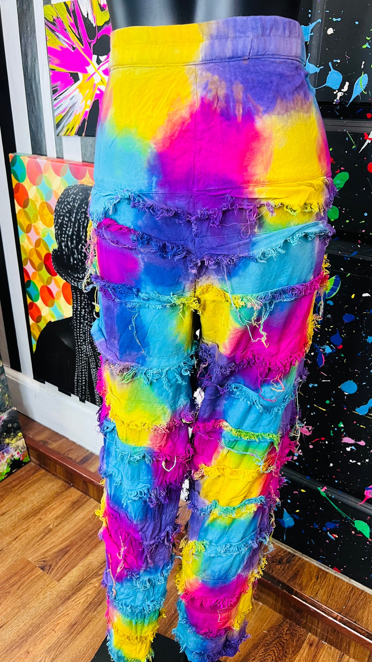 Vintage Rayon Rainbow Studded Pants (12)