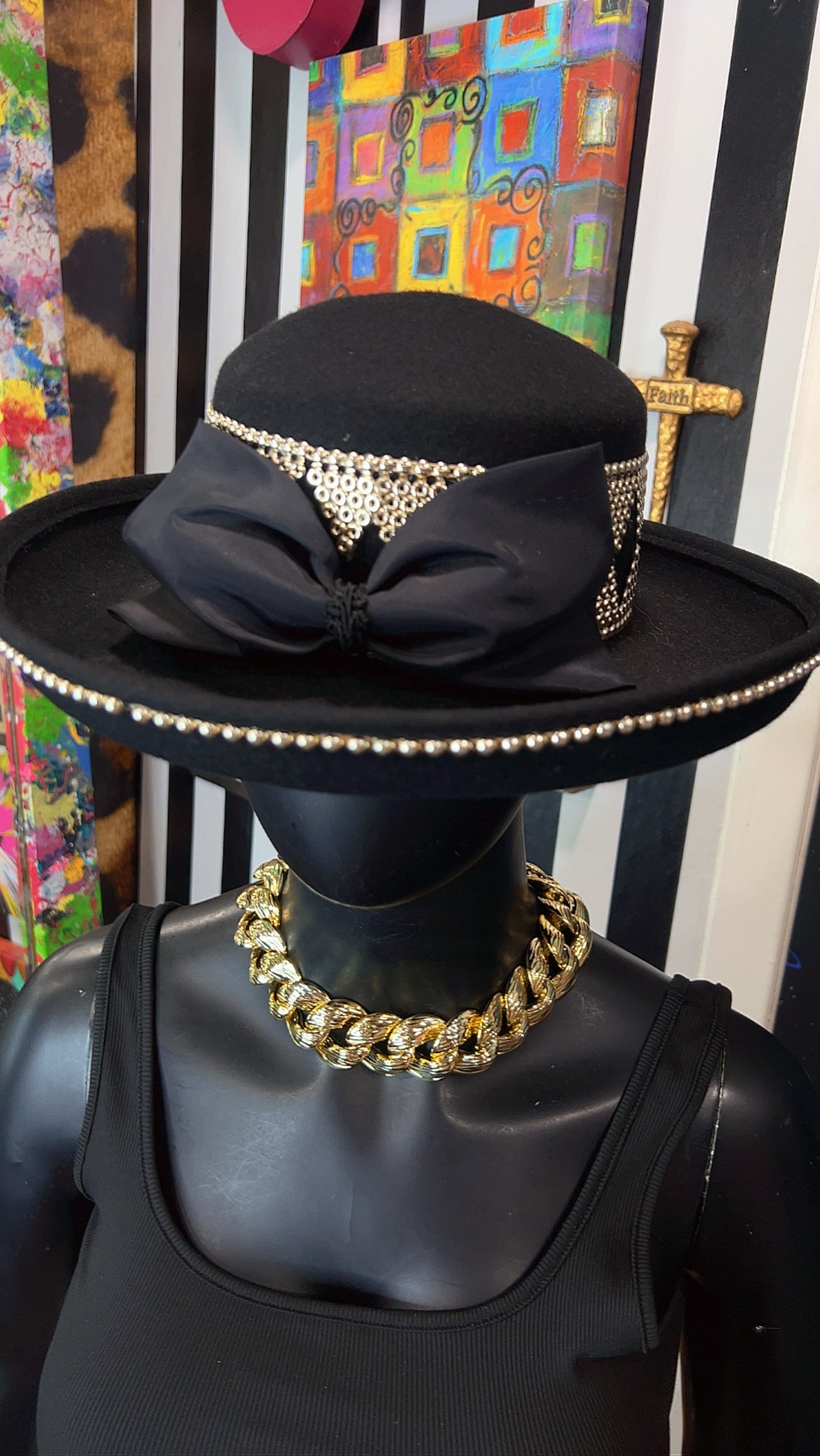 Vintage Silver & Black Hat