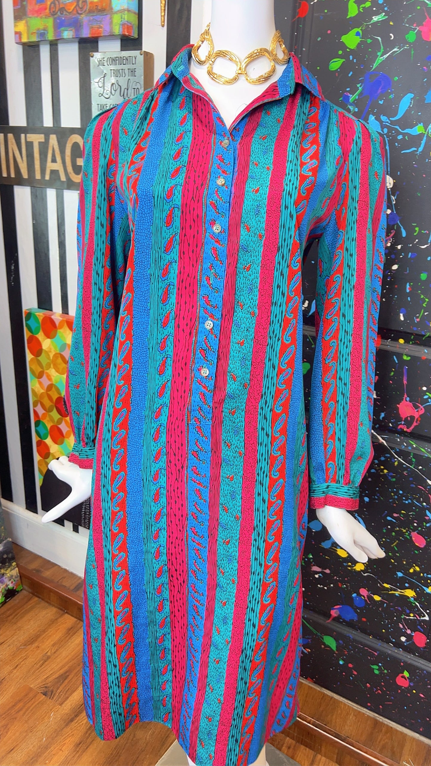 Vintage Paisley Print Dress (14)