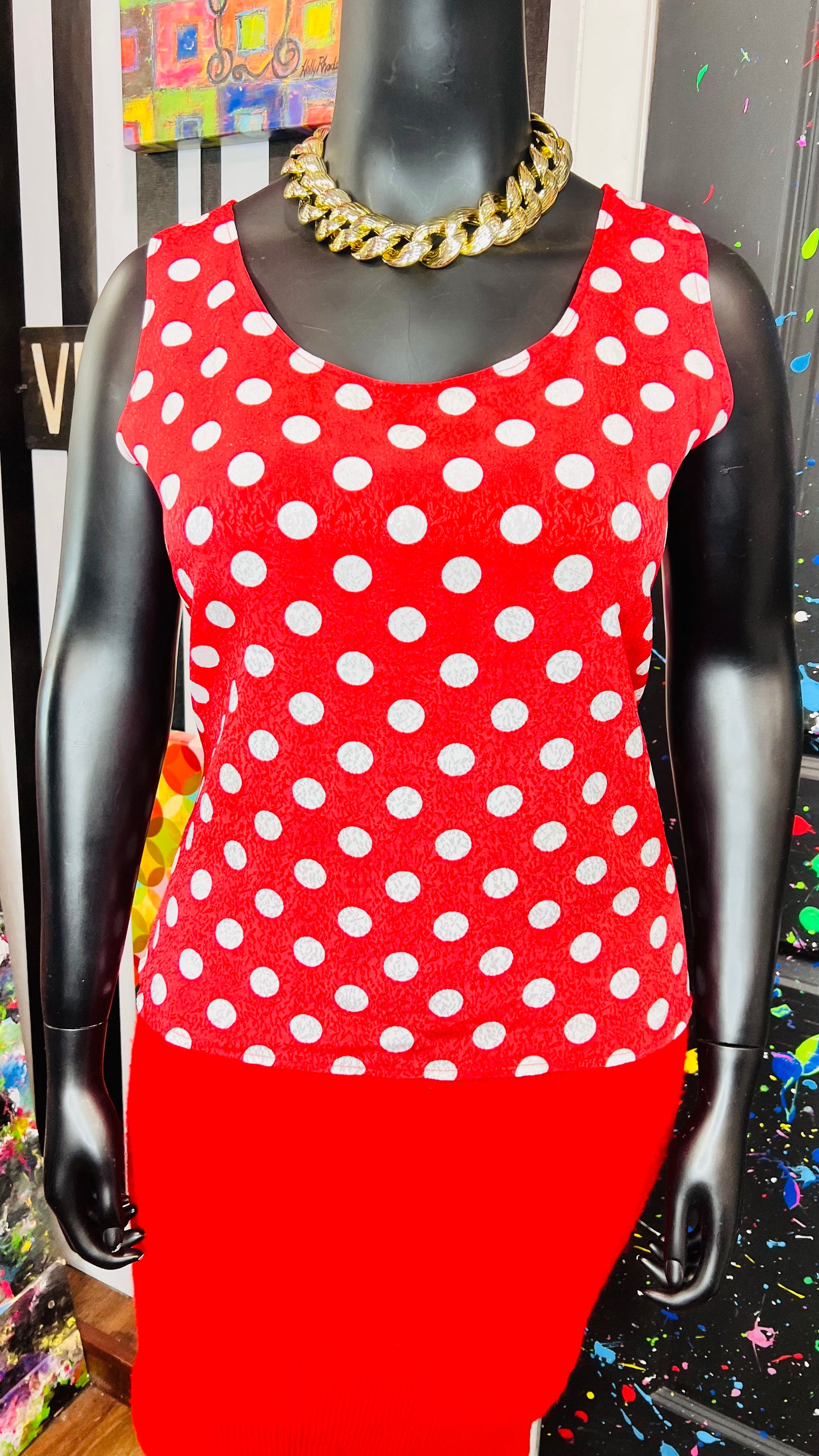 Vintage Polka Dot Red & White Blouse (14)