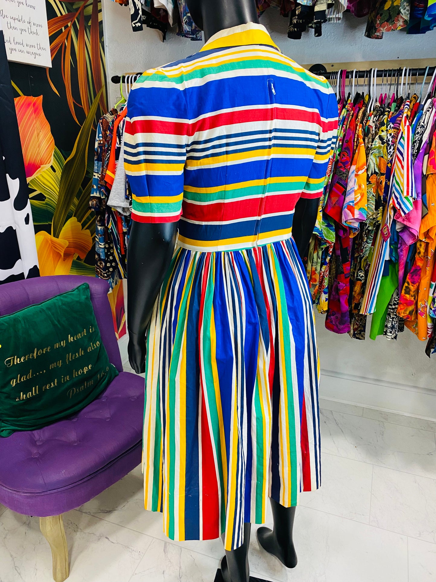 Vintage Color Striped Dress