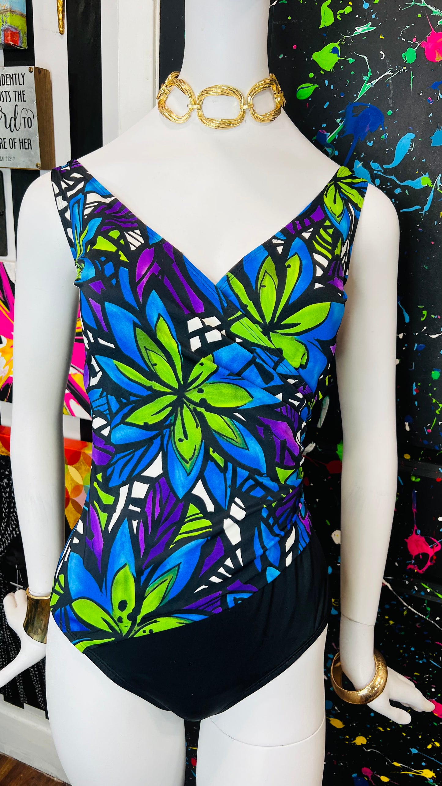 Vintage Vibrant Floral Swimsuit (12)