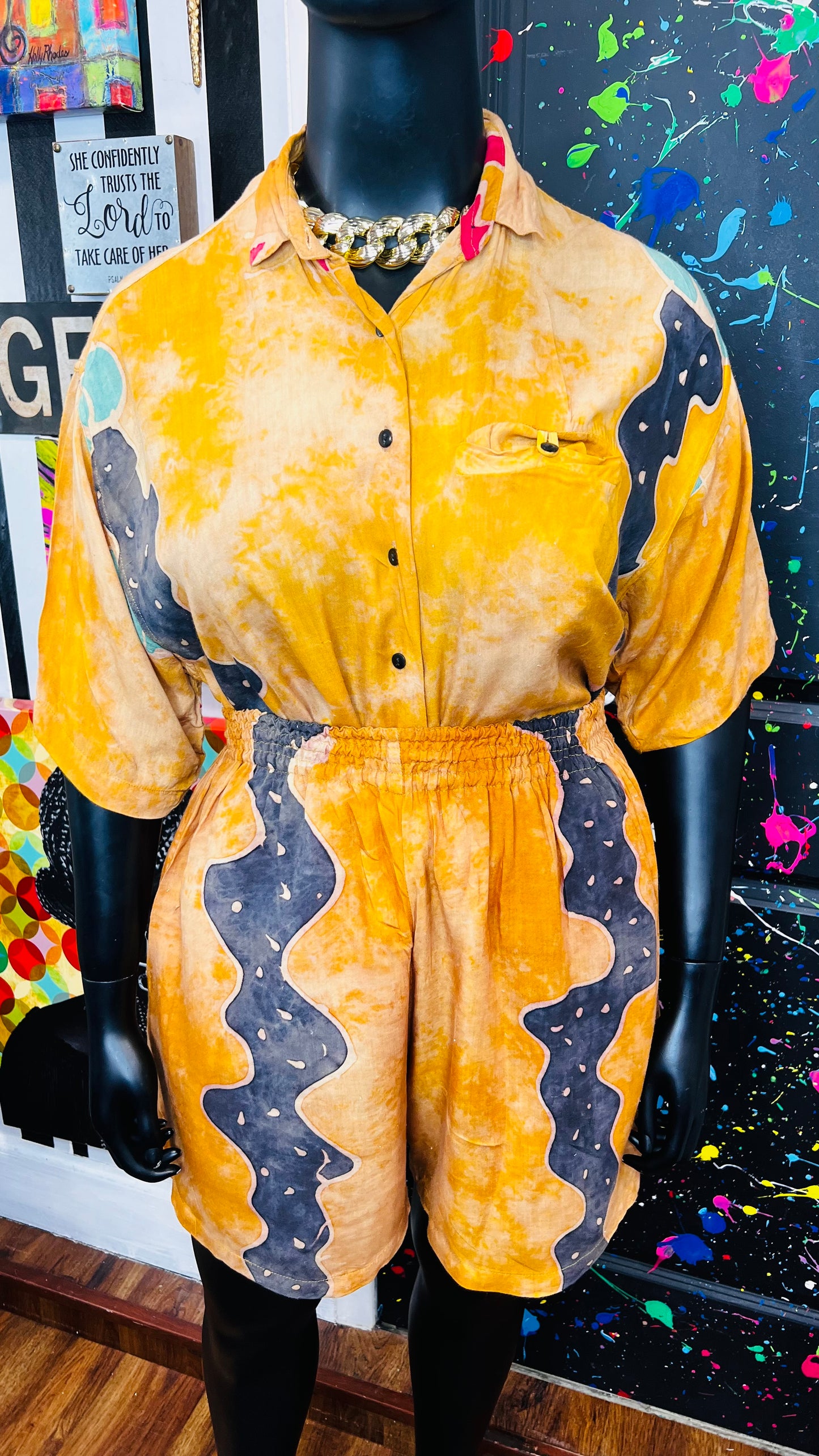 Vintage Rayon 90s Shorts Set (18)