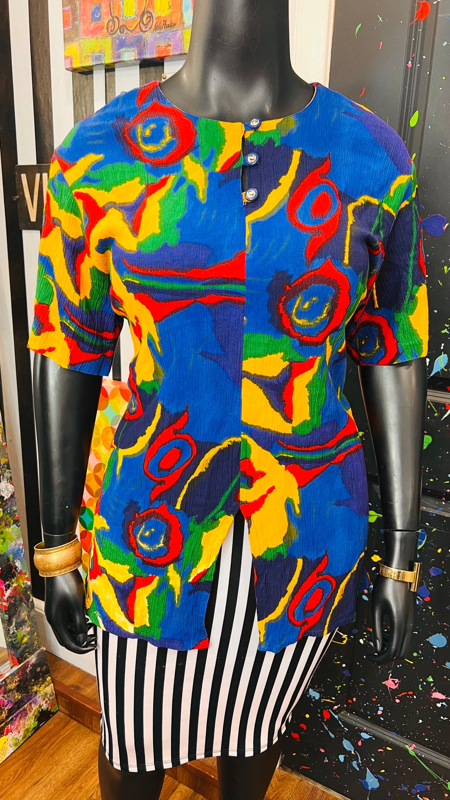 Vintage CM Shapes Rayon Blouse (20)