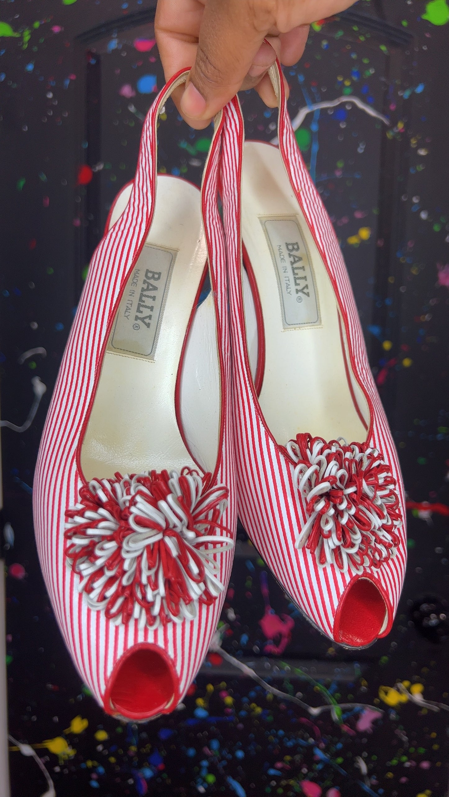 Vintage Red & White Striped Heels (10)