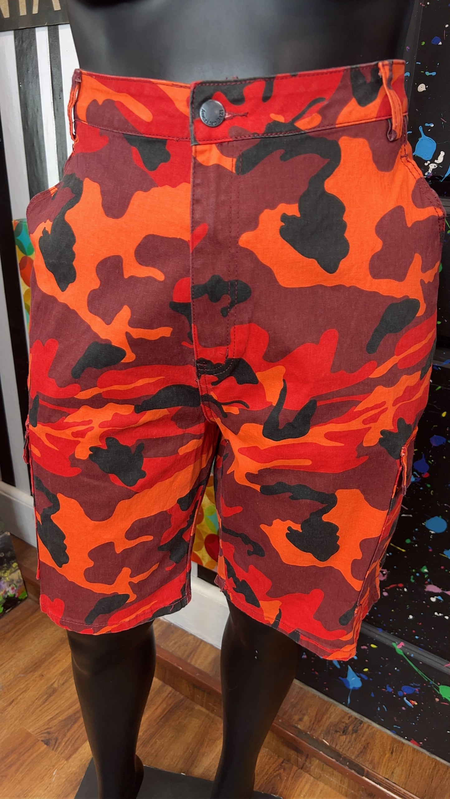 Orange & Red Camo Cargo Shorts - Has Stretch (18)