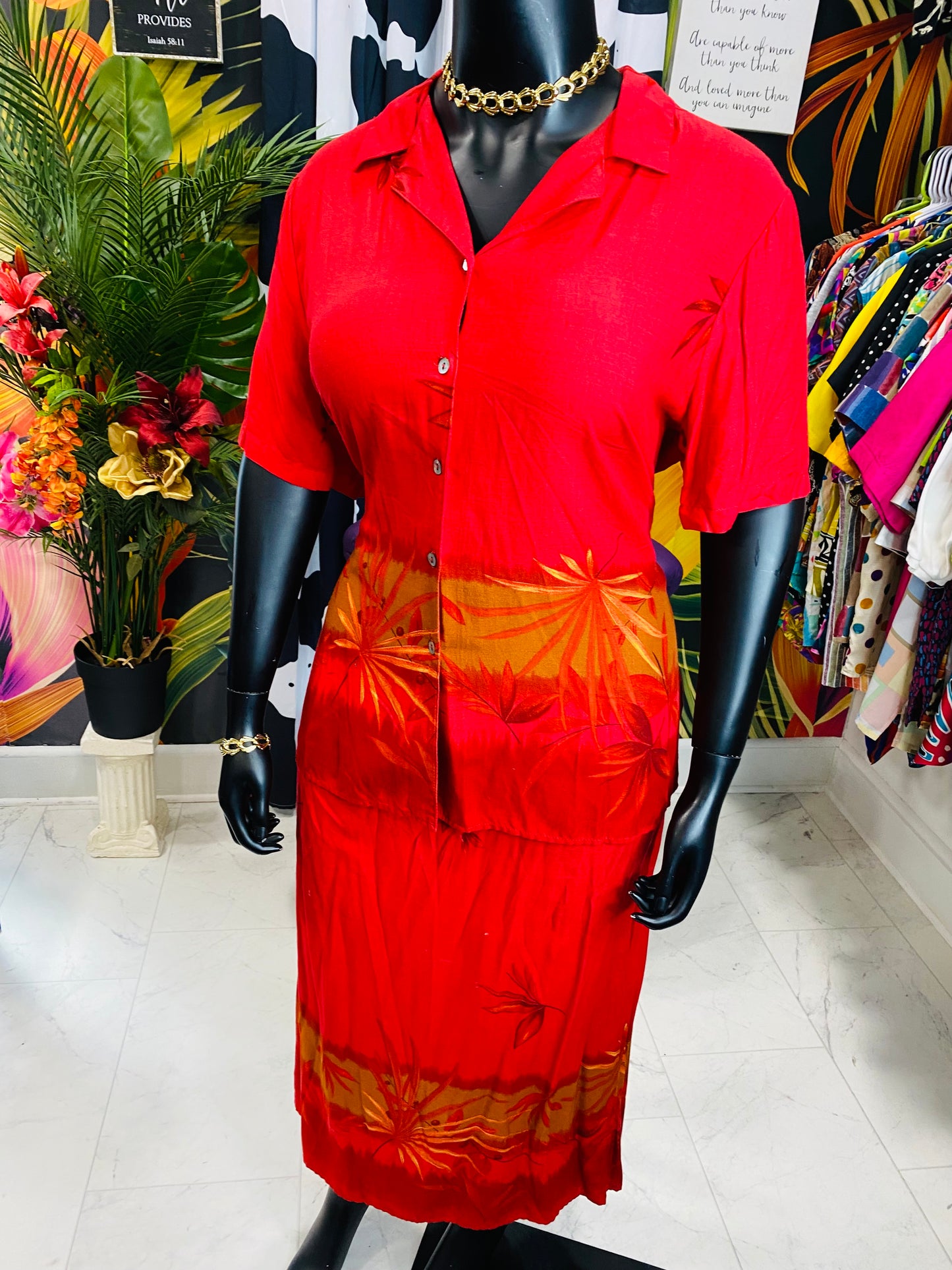 Vintage Red 2 Piece Skirt Set