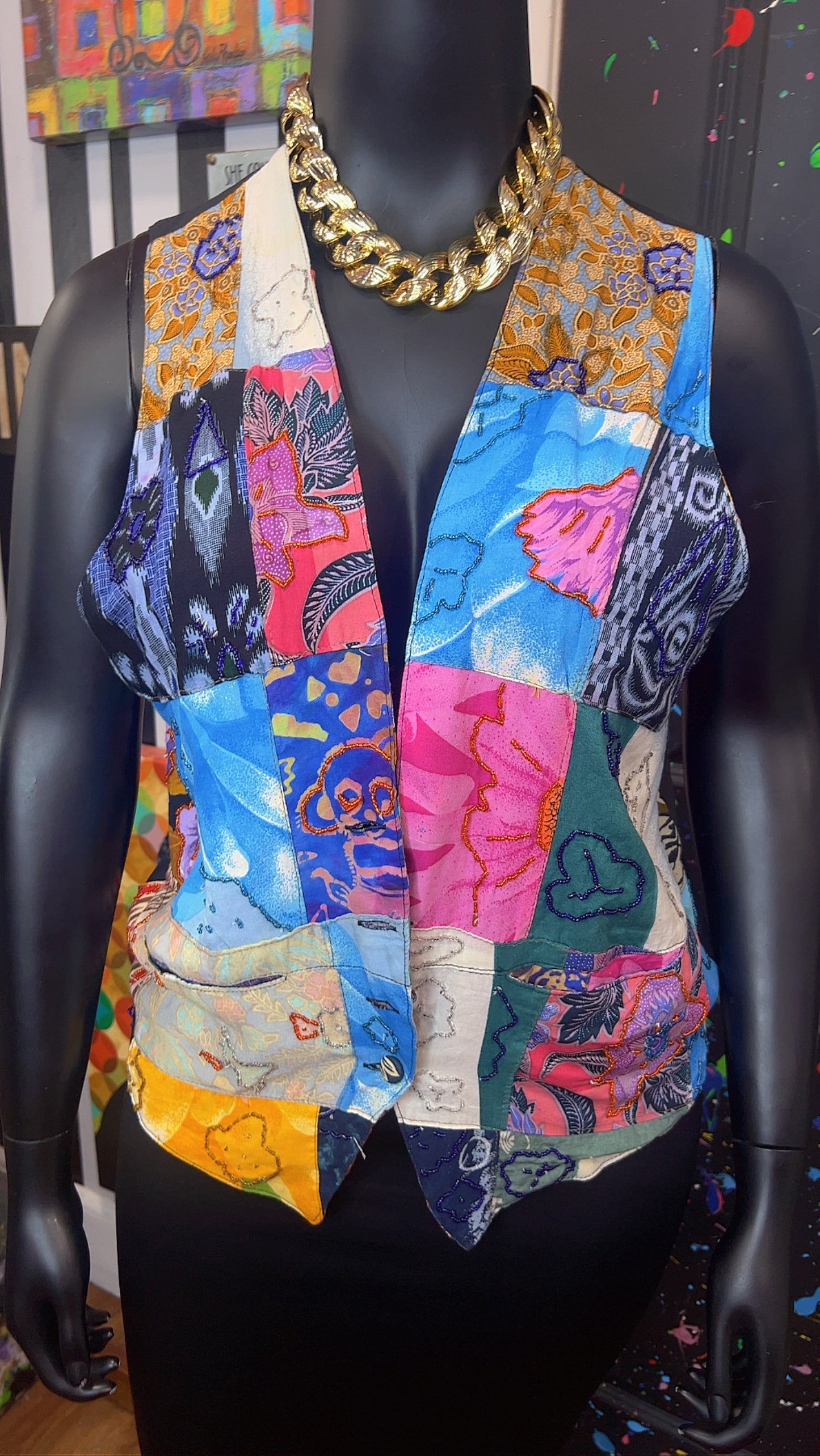 Vintage Reversible Rayon Vest (14)