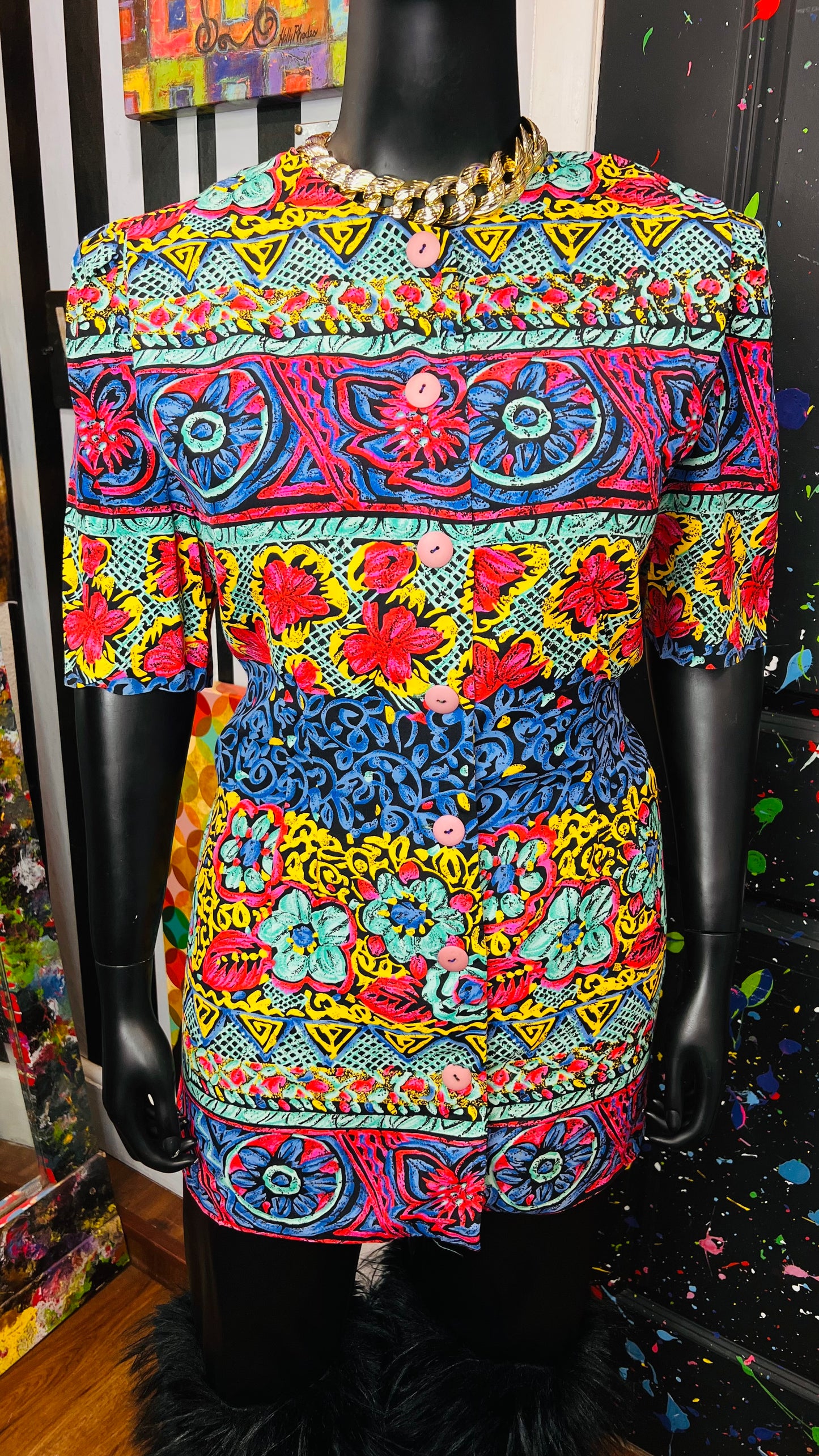 Vintage Abstract Blazer Blouse (16)