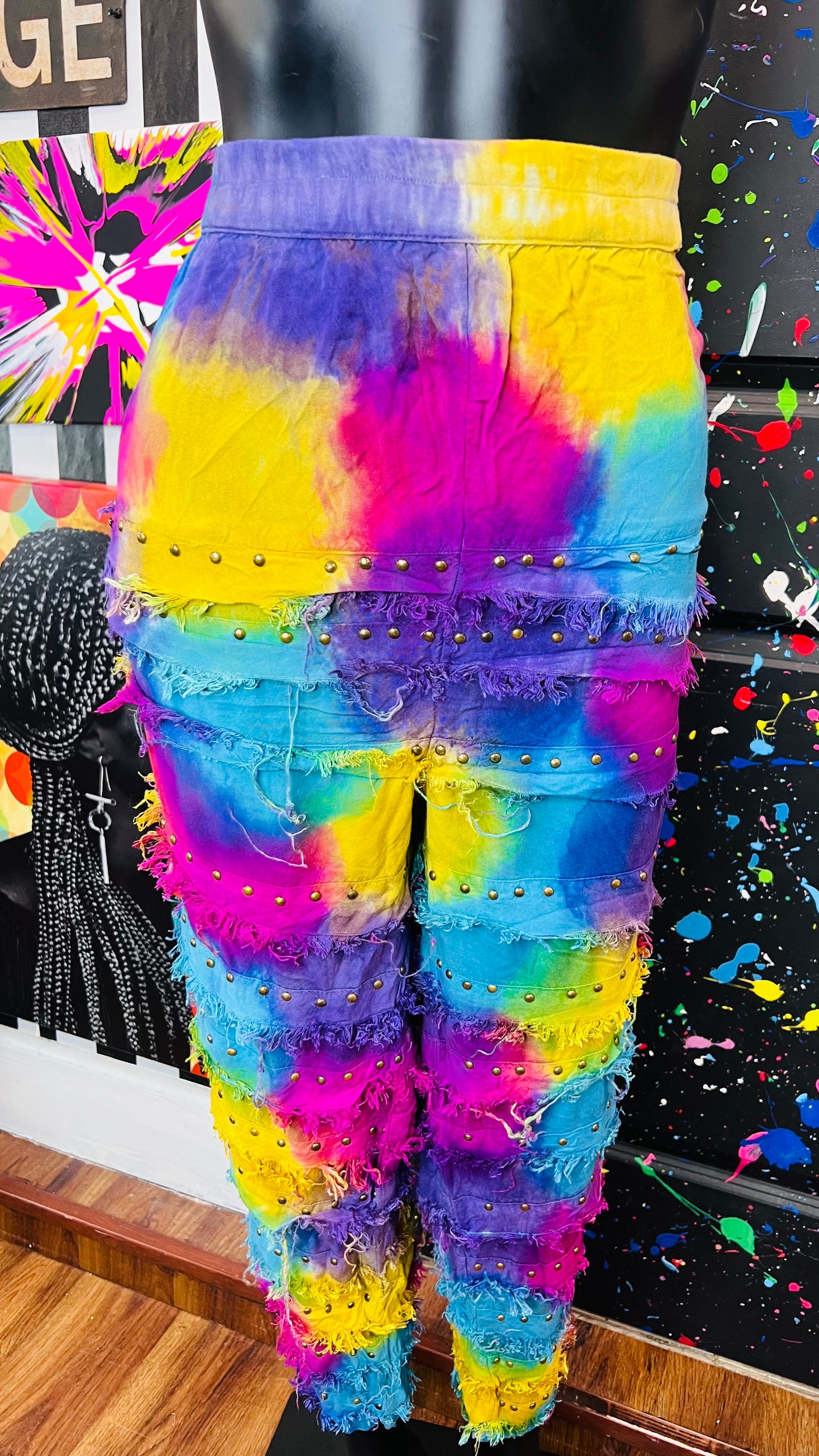 Vintage Rayon Rainbow Studded Pants (12)