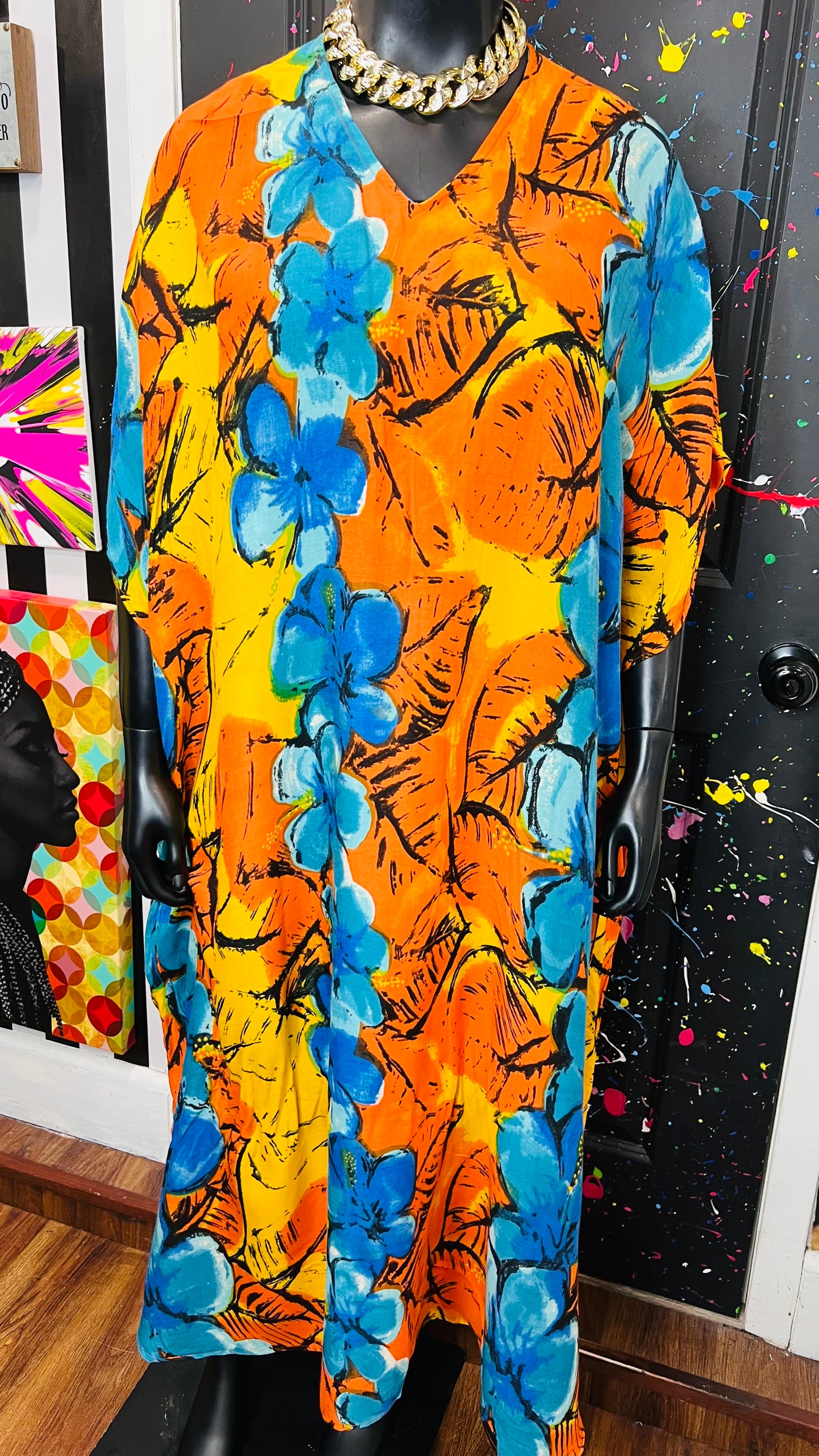 Vintage 100% Rayon Kaftan (OS)