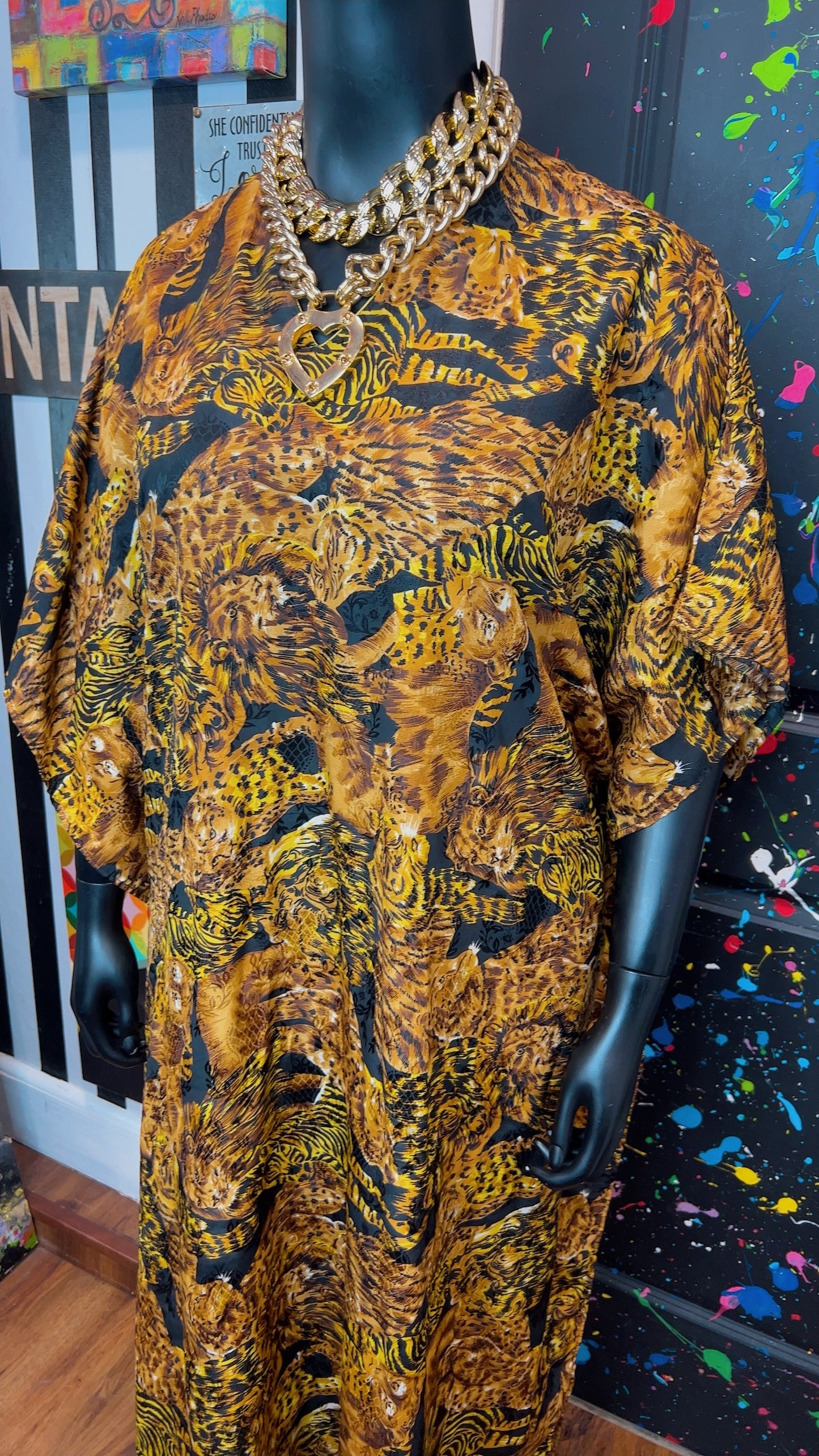Vintage Animal Print Kaftan (OS)