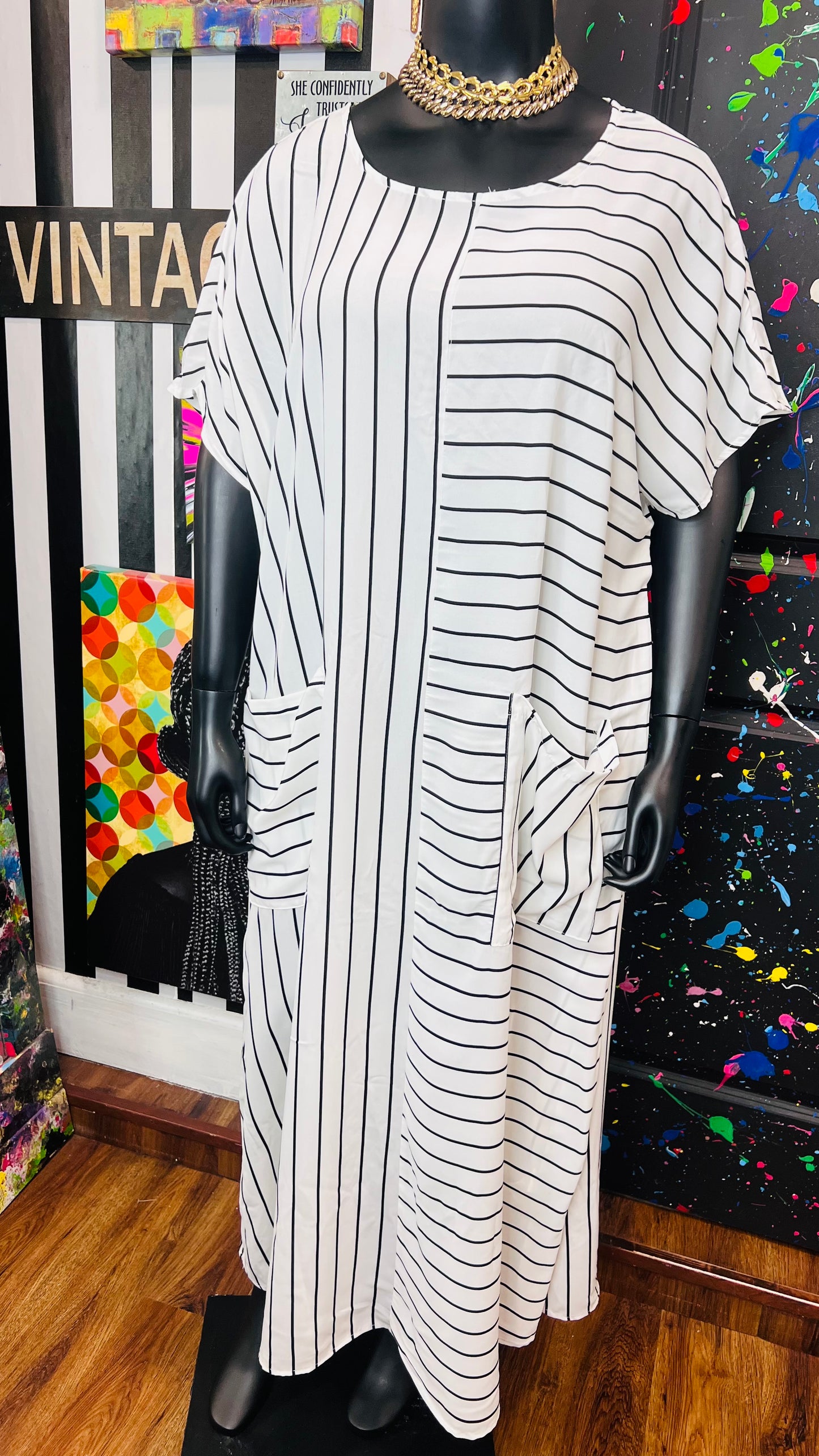 Black & White Striped Dress (20/22)