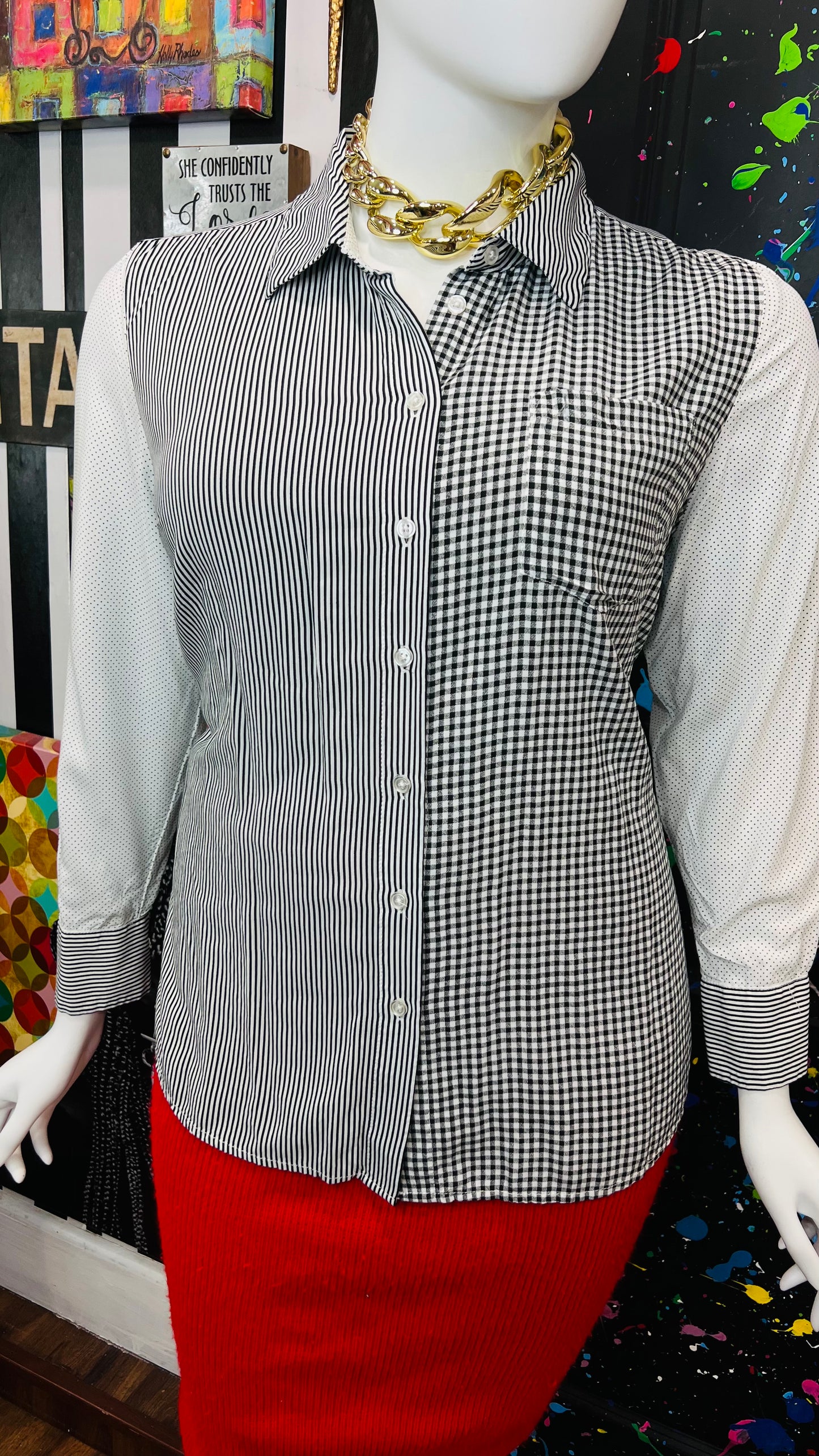 Lane Bryant Mix Black & White Print Blouse (18/20)